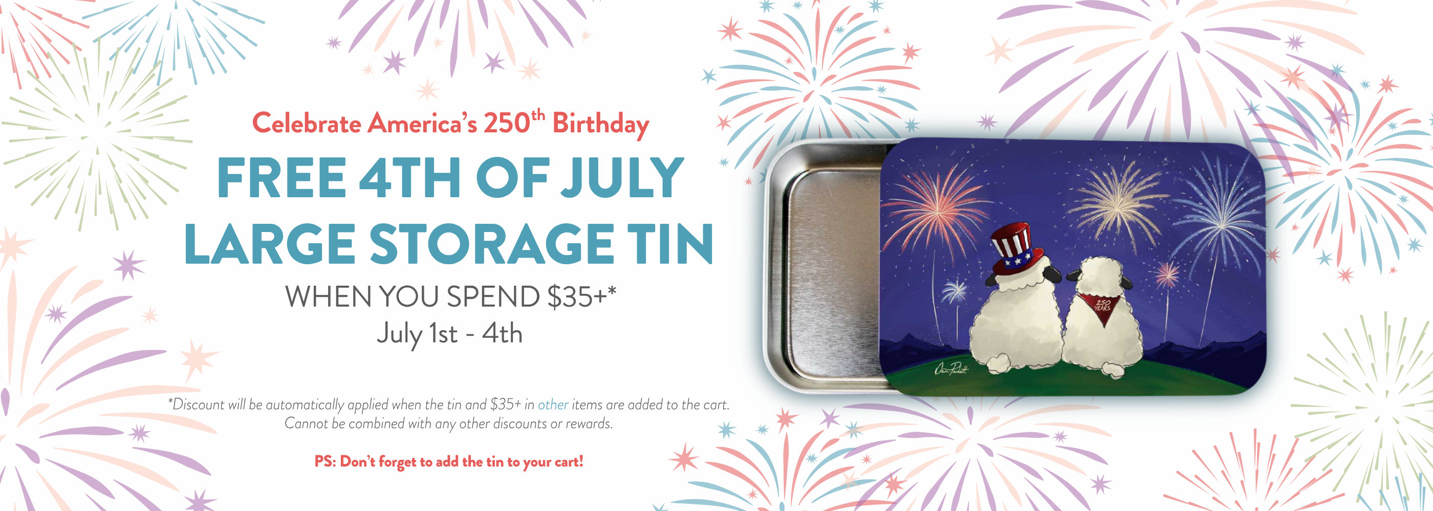 4th of july large storage tin limited edition