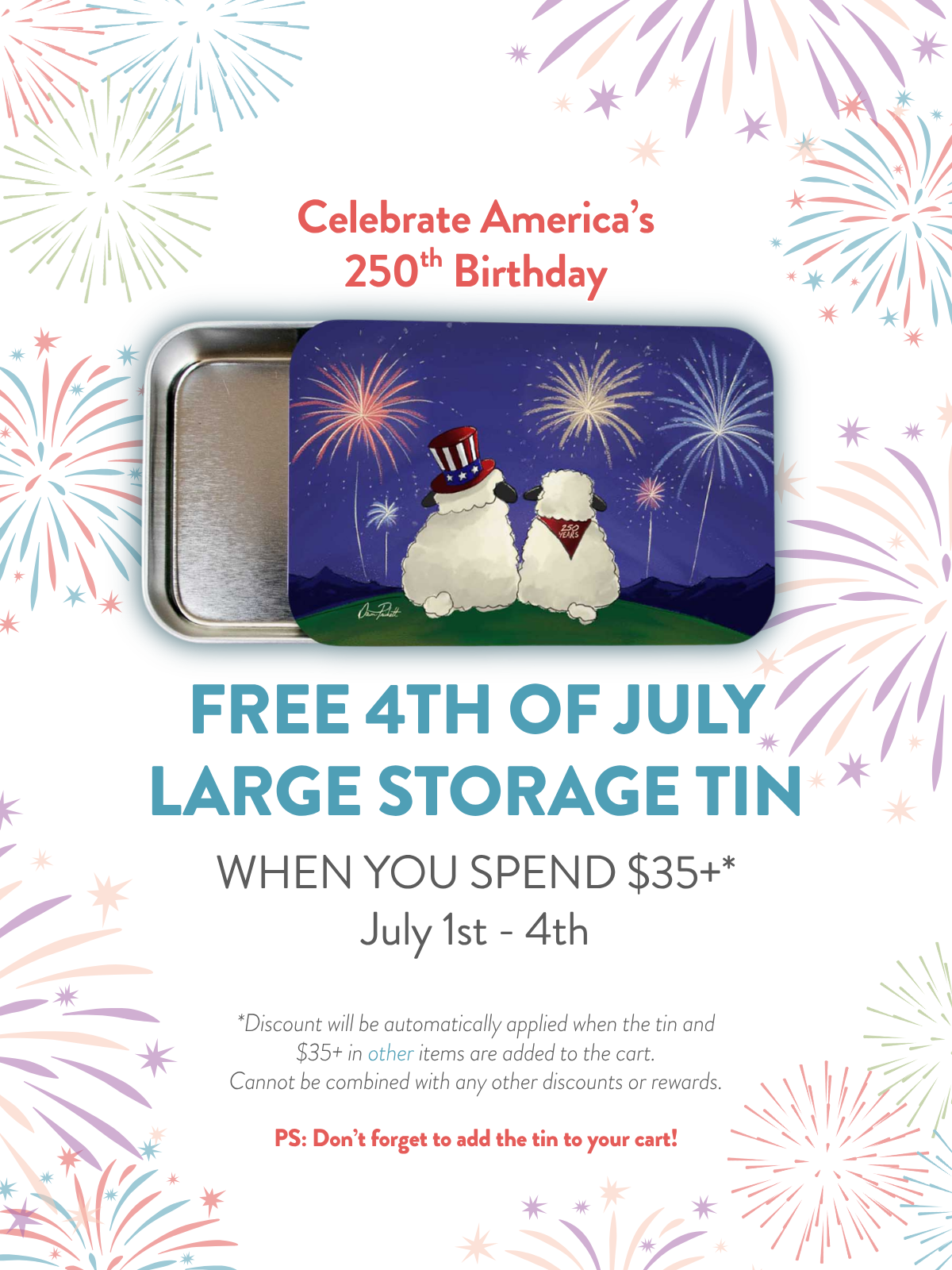 4th of july large storage tin limited edition