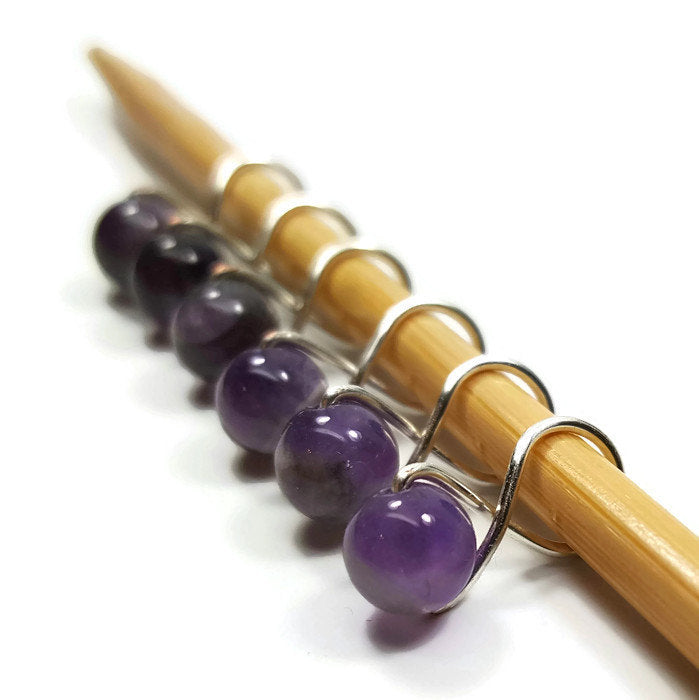 Amethyst Knitting or Crochet Stitch Markers