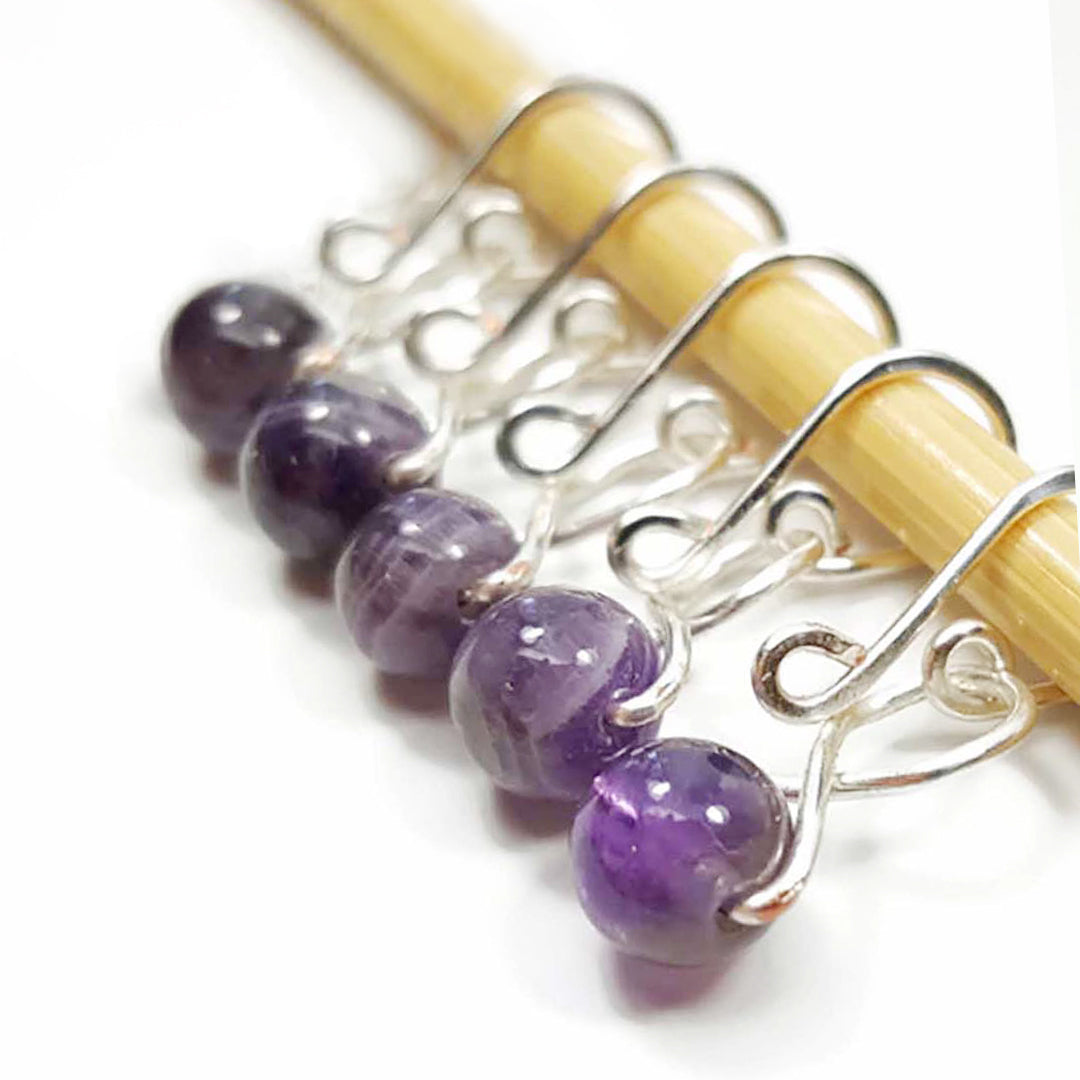 Amethyst Melody Ring Removable Stitch Markers for Knitting or Crochet
