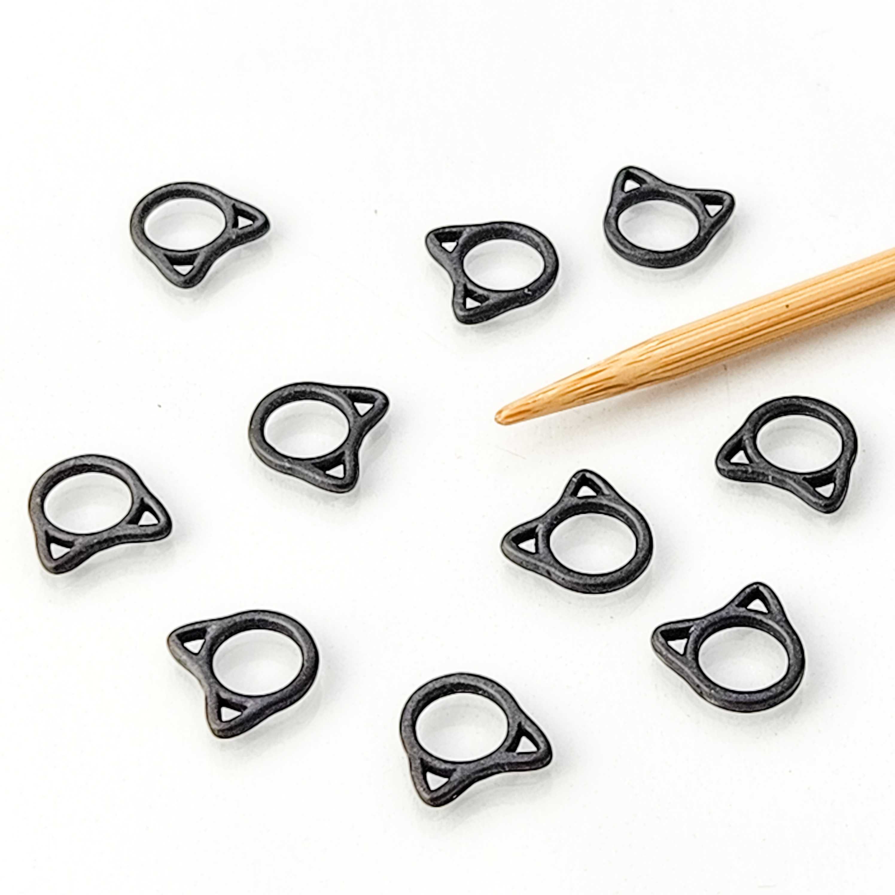 Solid Cats - Simple Stitch Markers for Knitting - Black Cat
