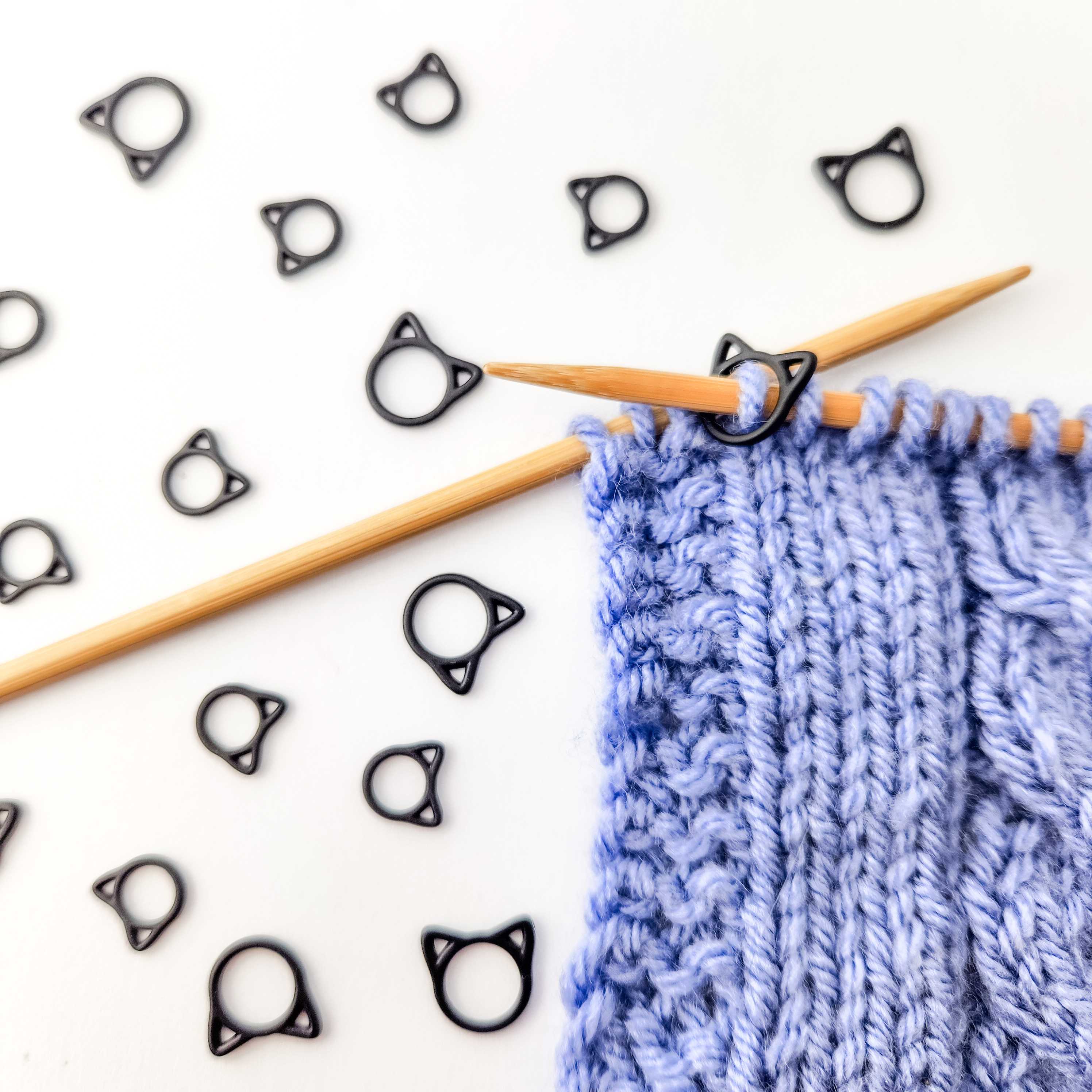 Solid Cats - Simple Stitch Markers for Knitting - Black Cat