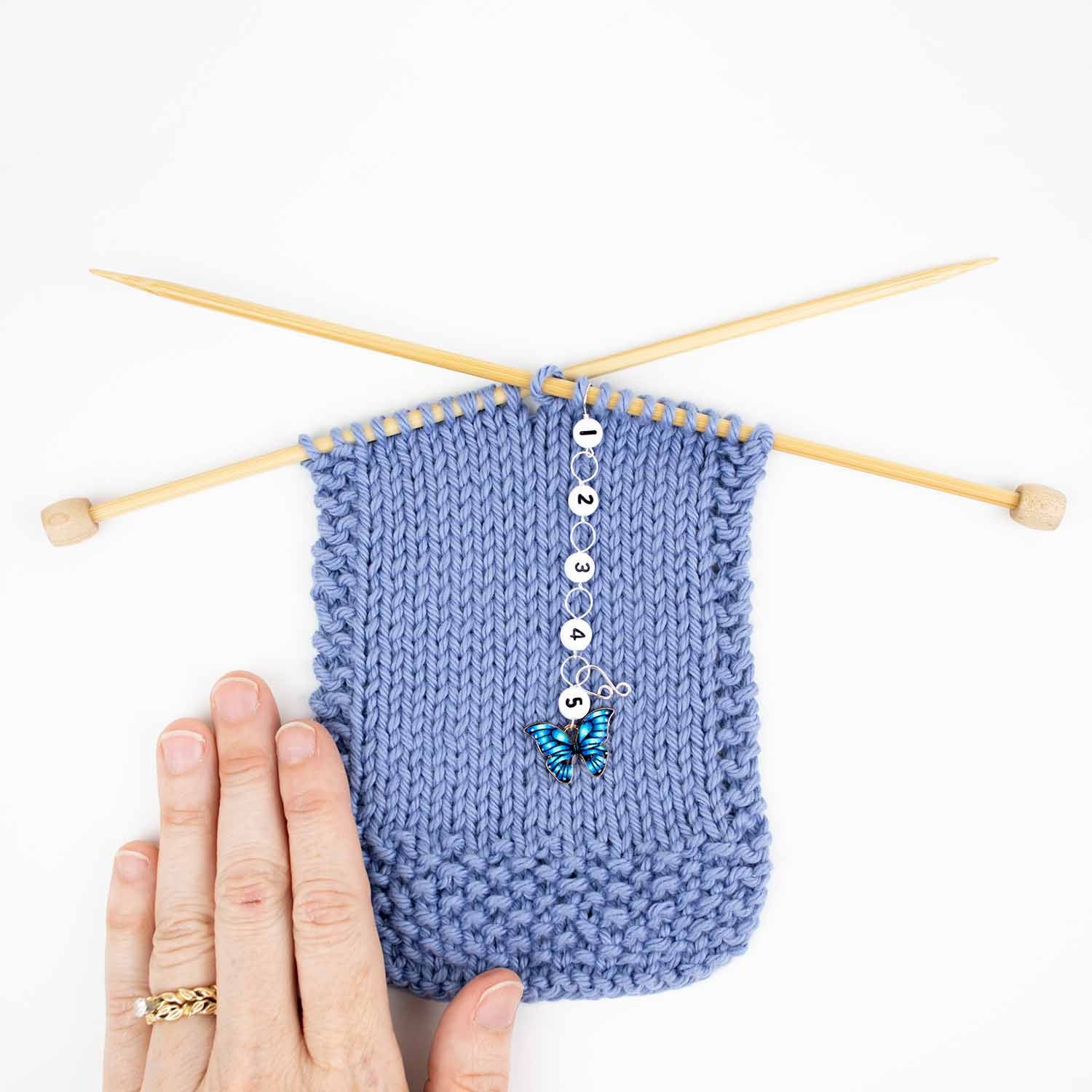 Blue Butterfly Shortie Knitting Row Counter