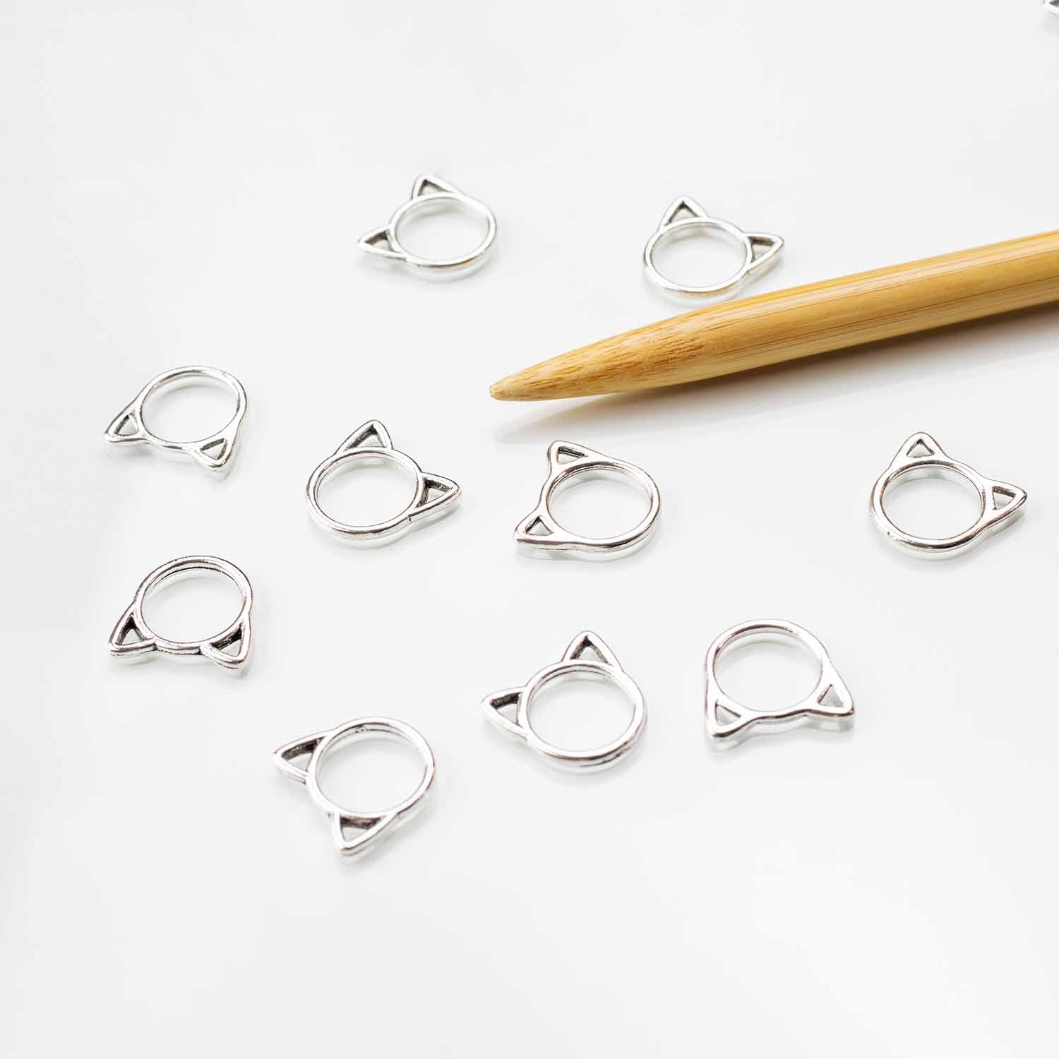 Solid Cats - Simple Stitch Markers for Knitting - Silver
