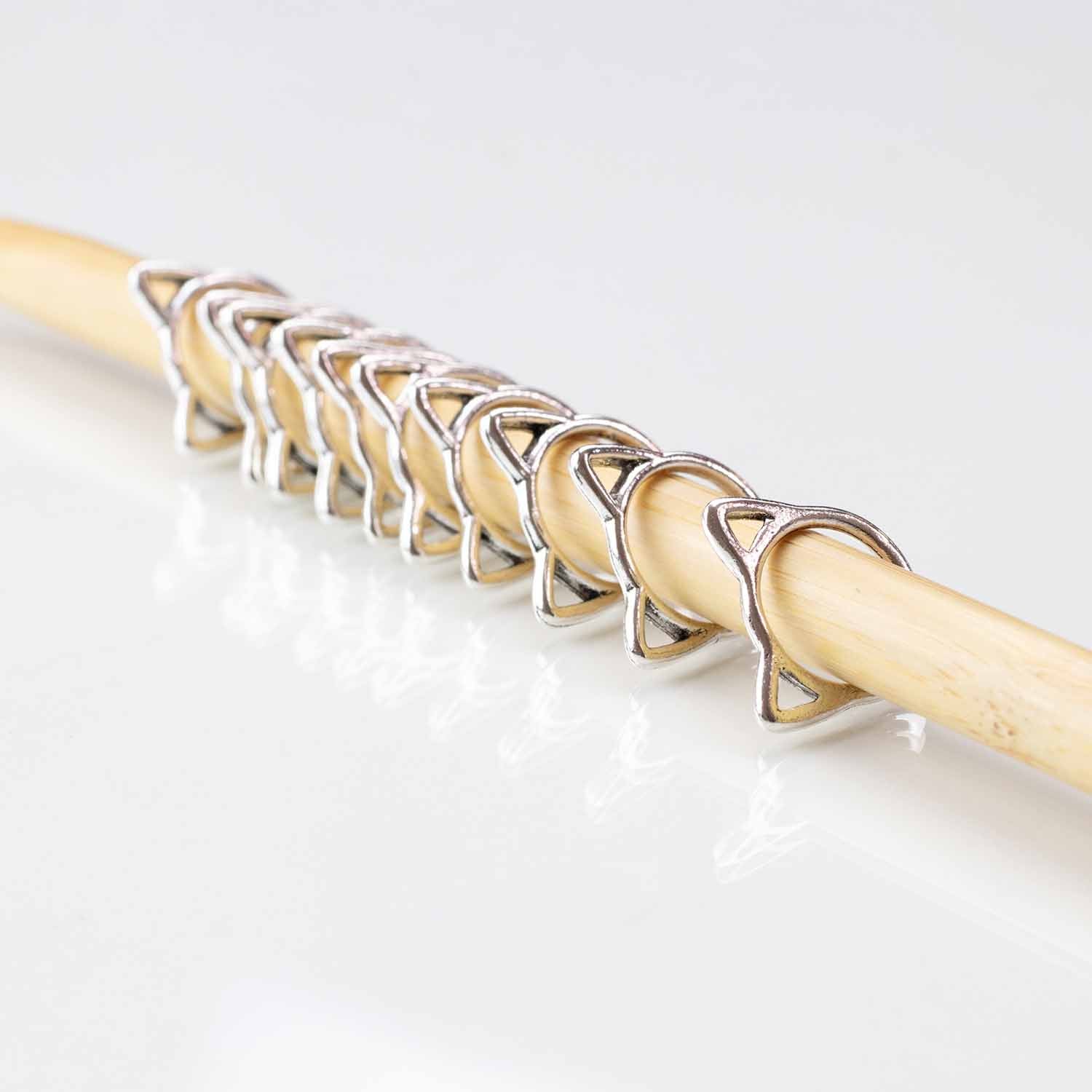 Solid Cats - Simple Stitch Markers for Knitting - Silver