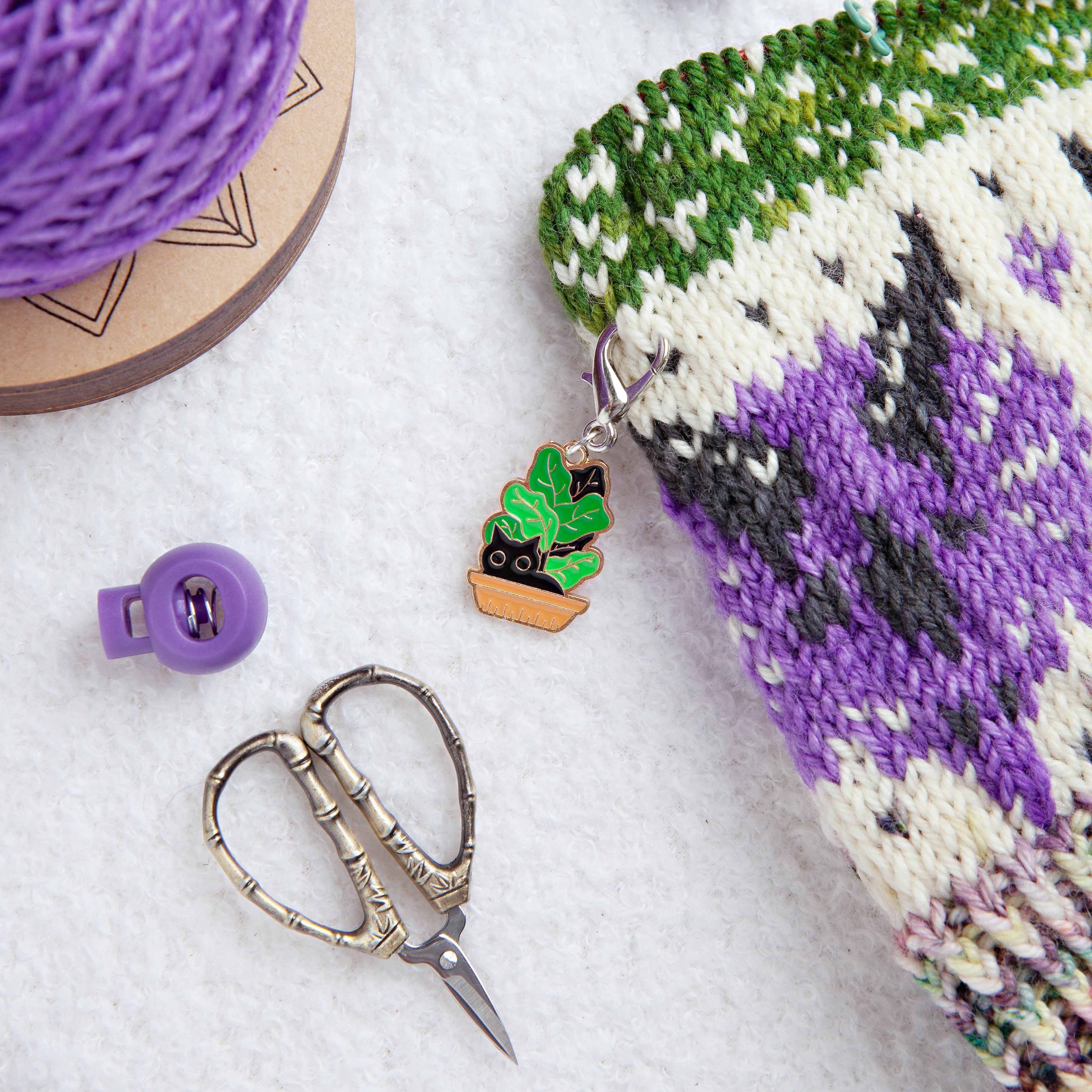 Cat Potted Plant Crochet Stitch Marker