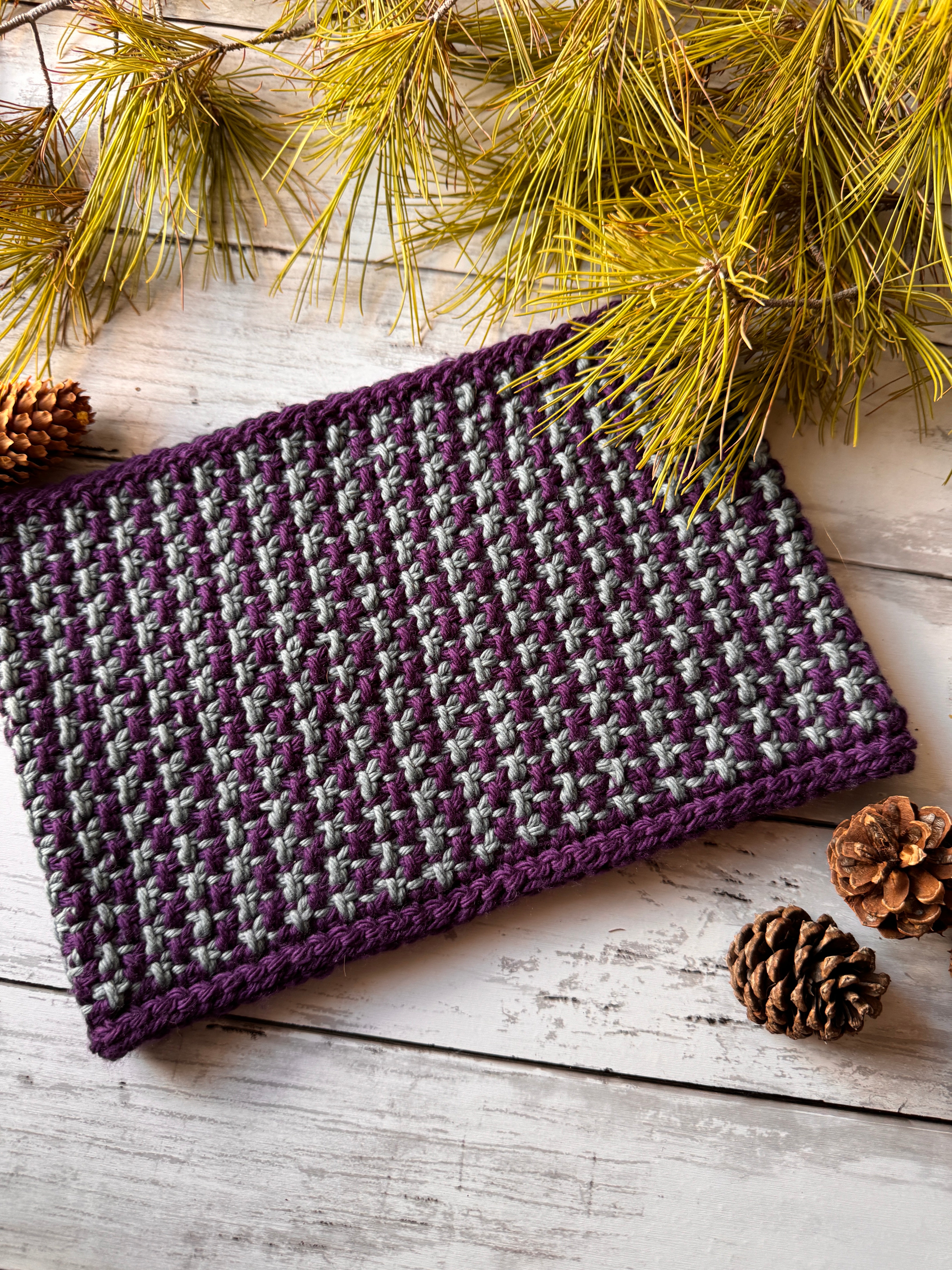 Snowfall Tunisian Crochet Cowl PDF Download Pattern by Aklori