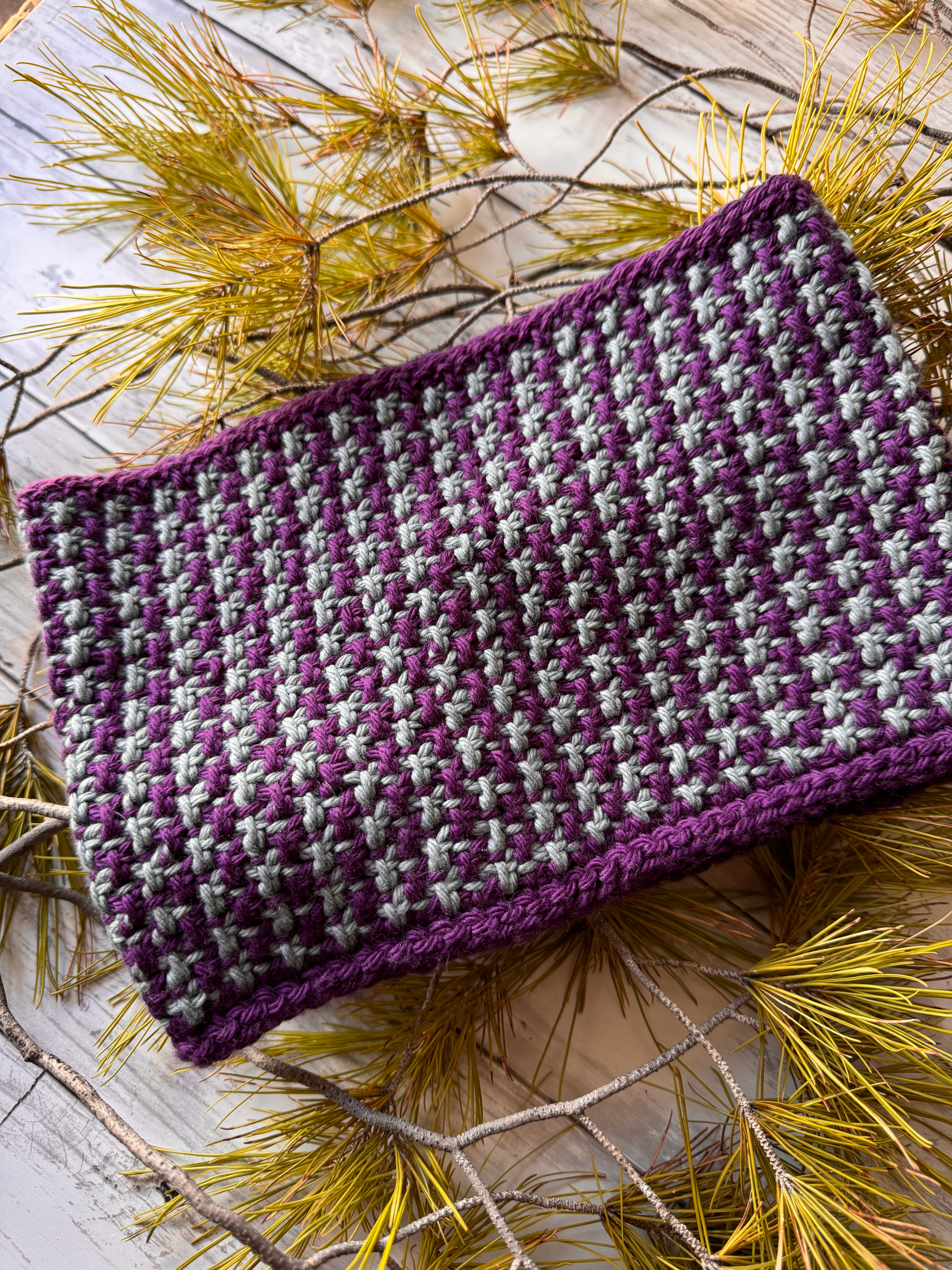 Snowfall Tunisian Crochet Cowl PDF Download Pattern by Aklori