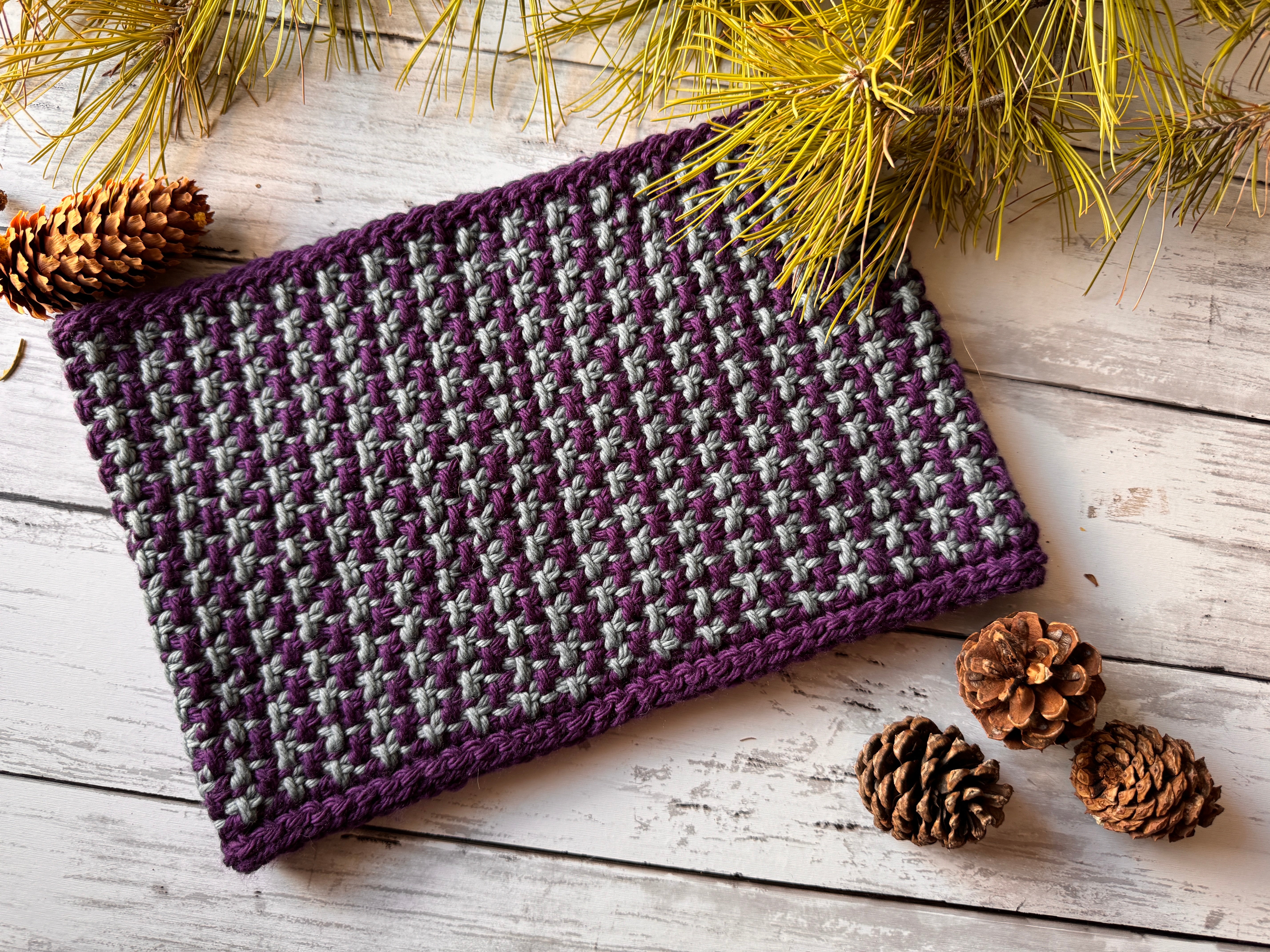 Snowfall Tunisian Crochet Cowl PDF Download Pattern by Aklori