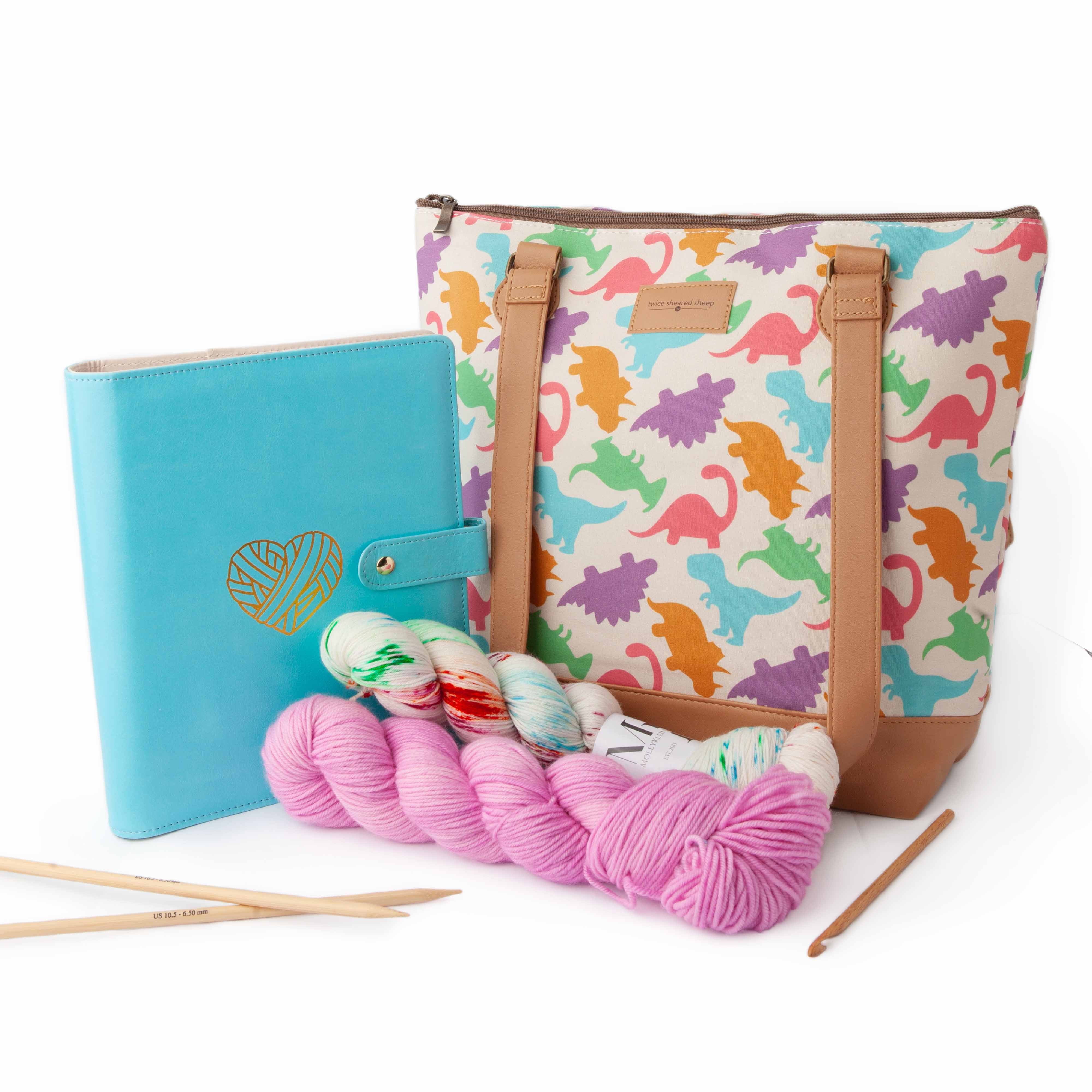 Dino Mega Trinity Bag – Large Zippered Knitting Project Bag
