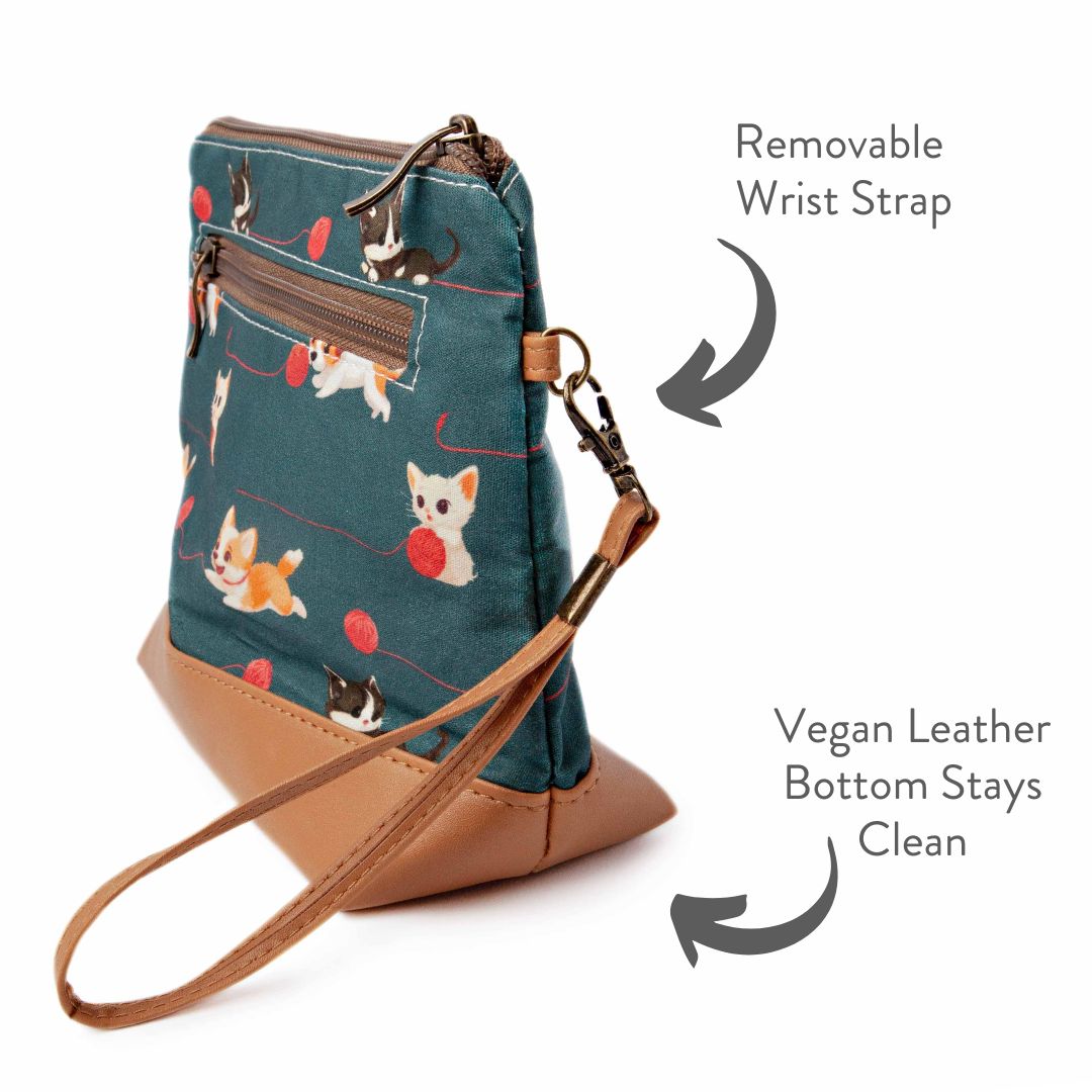 Mini Trini Bag – Small Zippered Sock Project Bag - Cats & Dogs