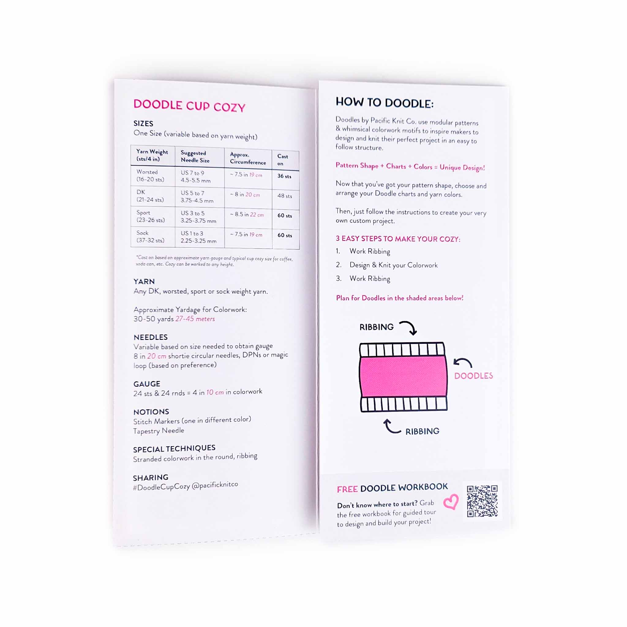 Cup Cozy Doodle Pattern (Physical Pattern)