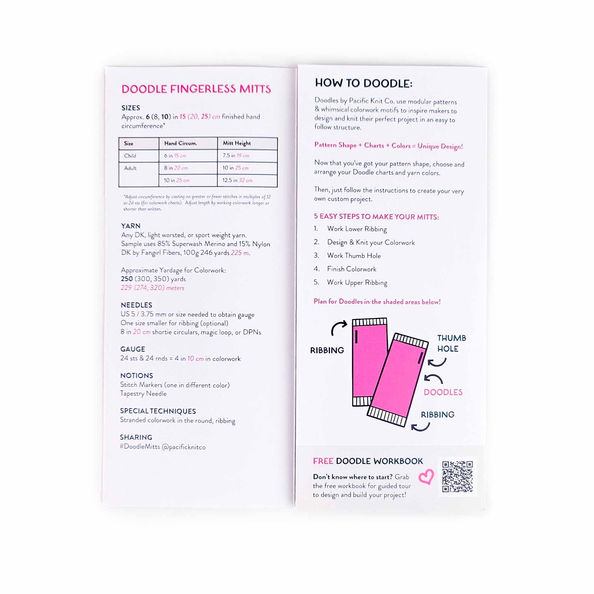 Fingerless Mitts Doodle Pattern (Physical Pattern)