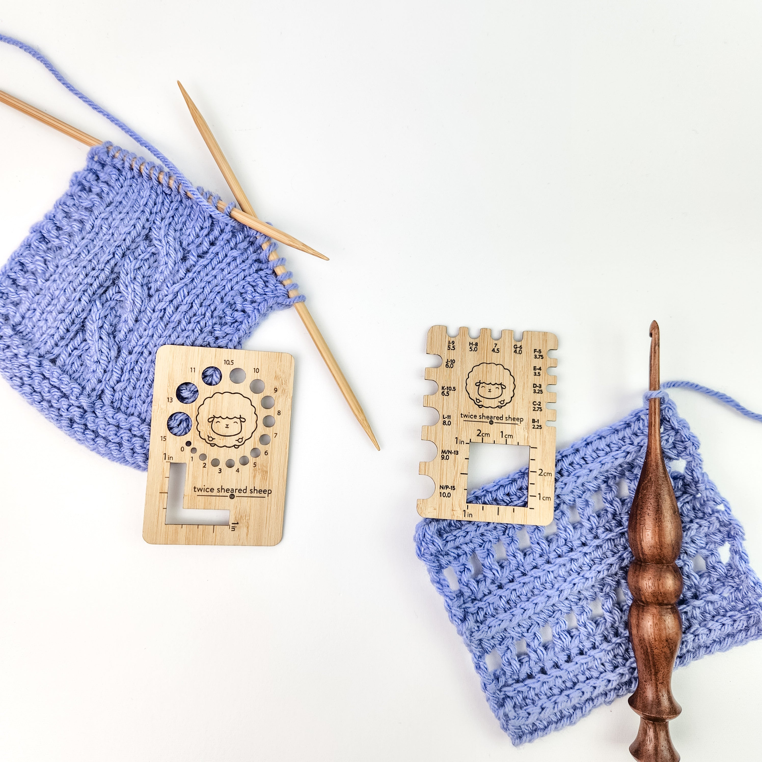 Knitting Needle Gauge Ruler - Chubby Sheep
