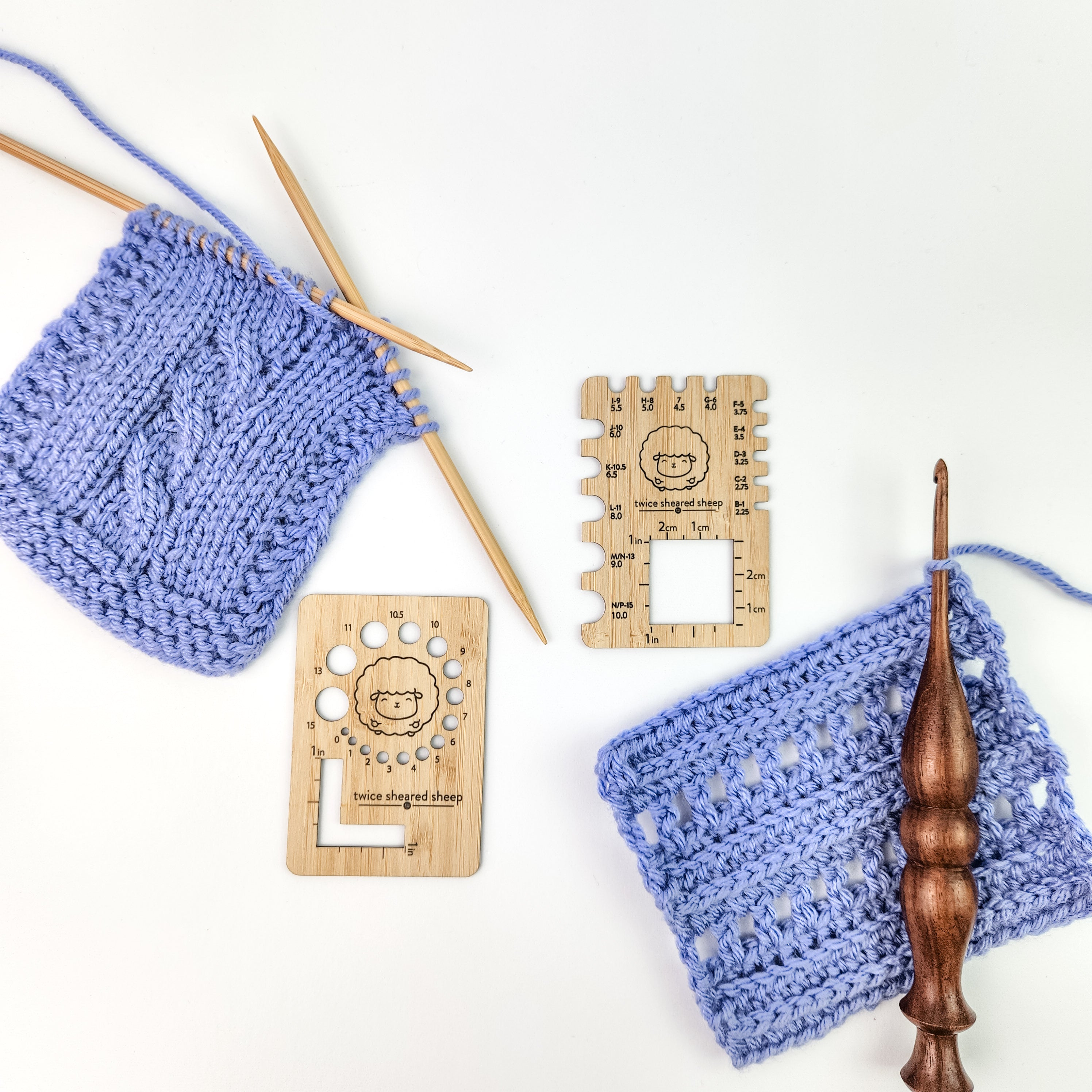 Knitting Needle Gauge Ruler - Chubby Sheep