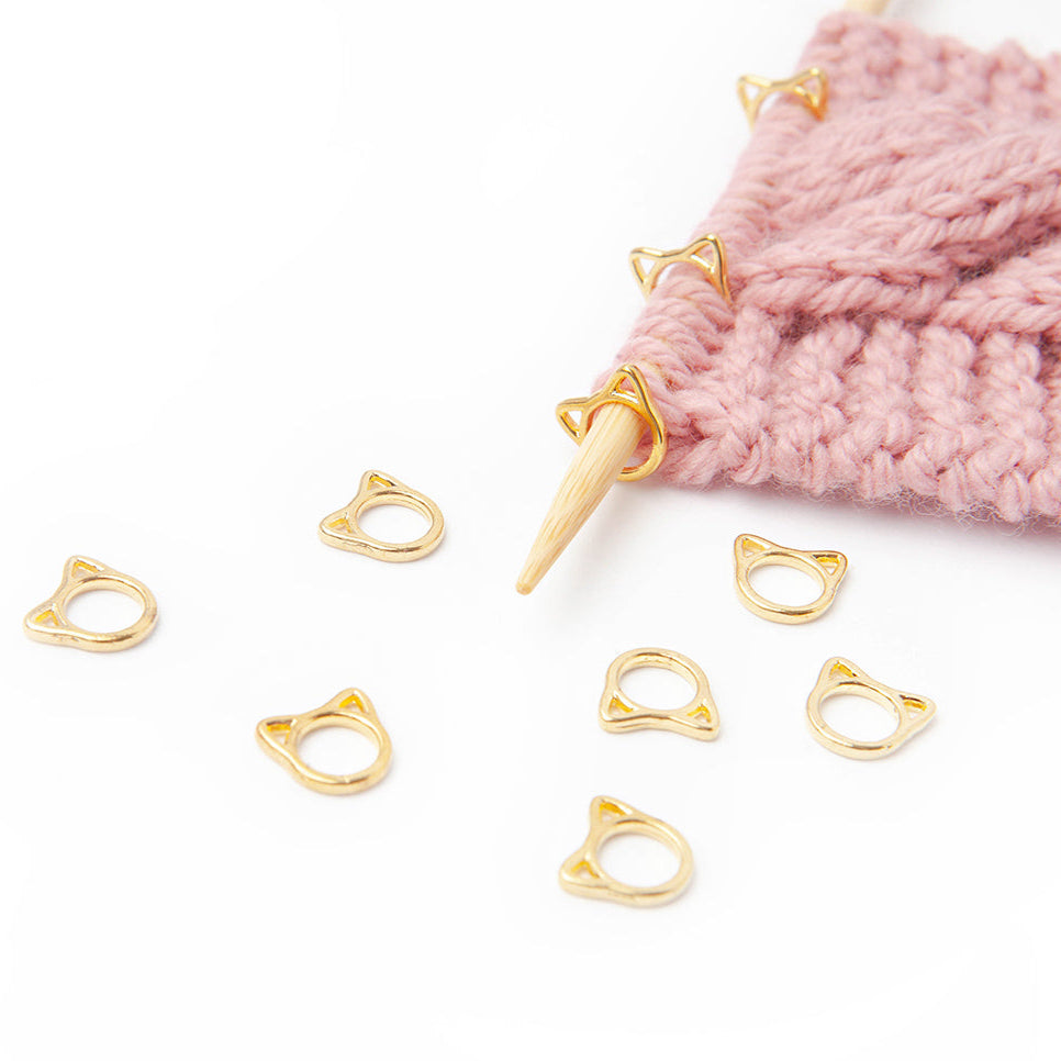 Solid Cats - Simple Stitch Markers for Knitting - Gold