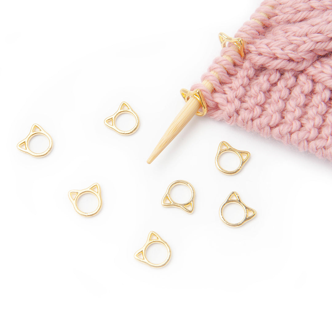 Solid Cats - Simple Stitch Markers for Knitting - Gold