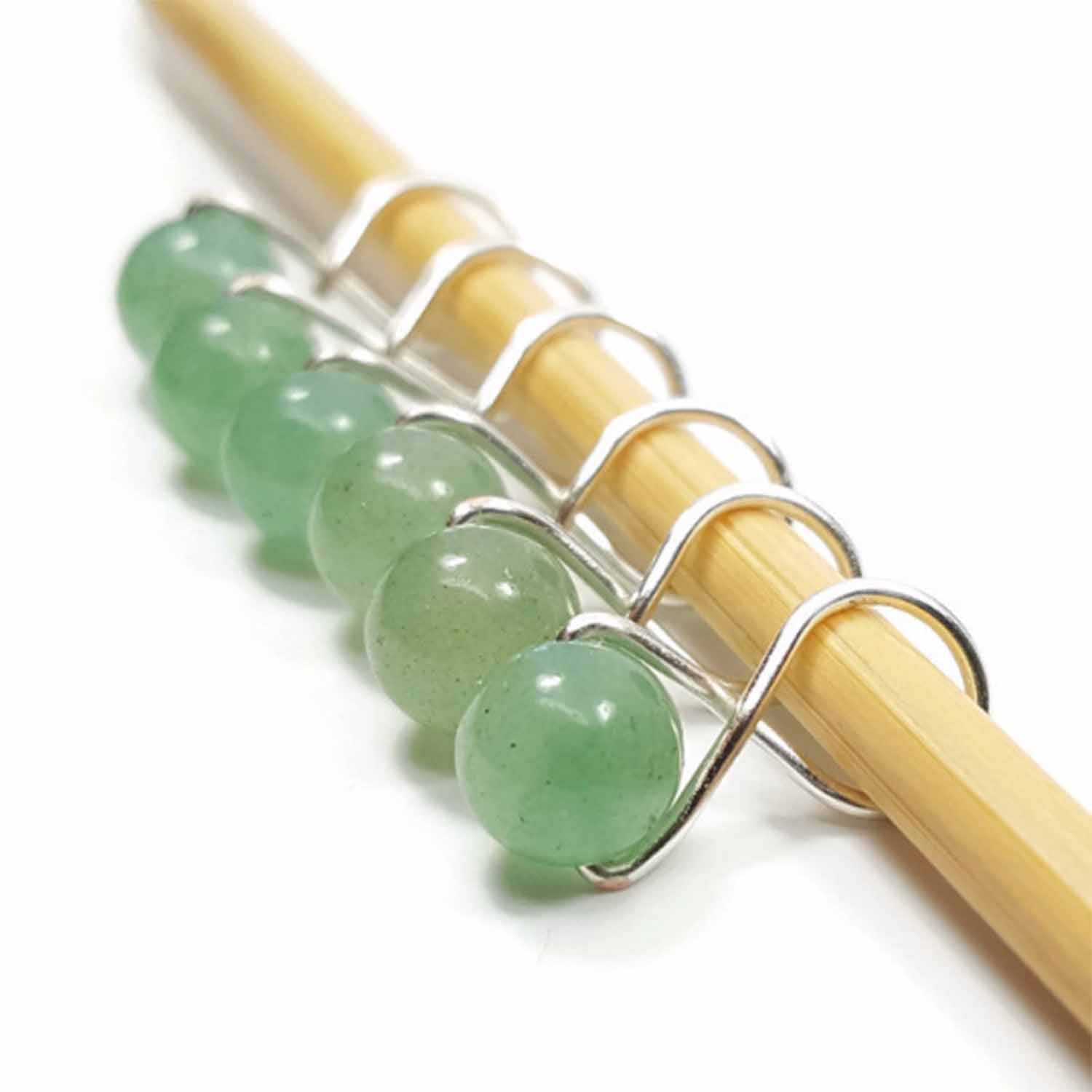 Green Aventurine Infinity Ring Stitch Markers for Knitting