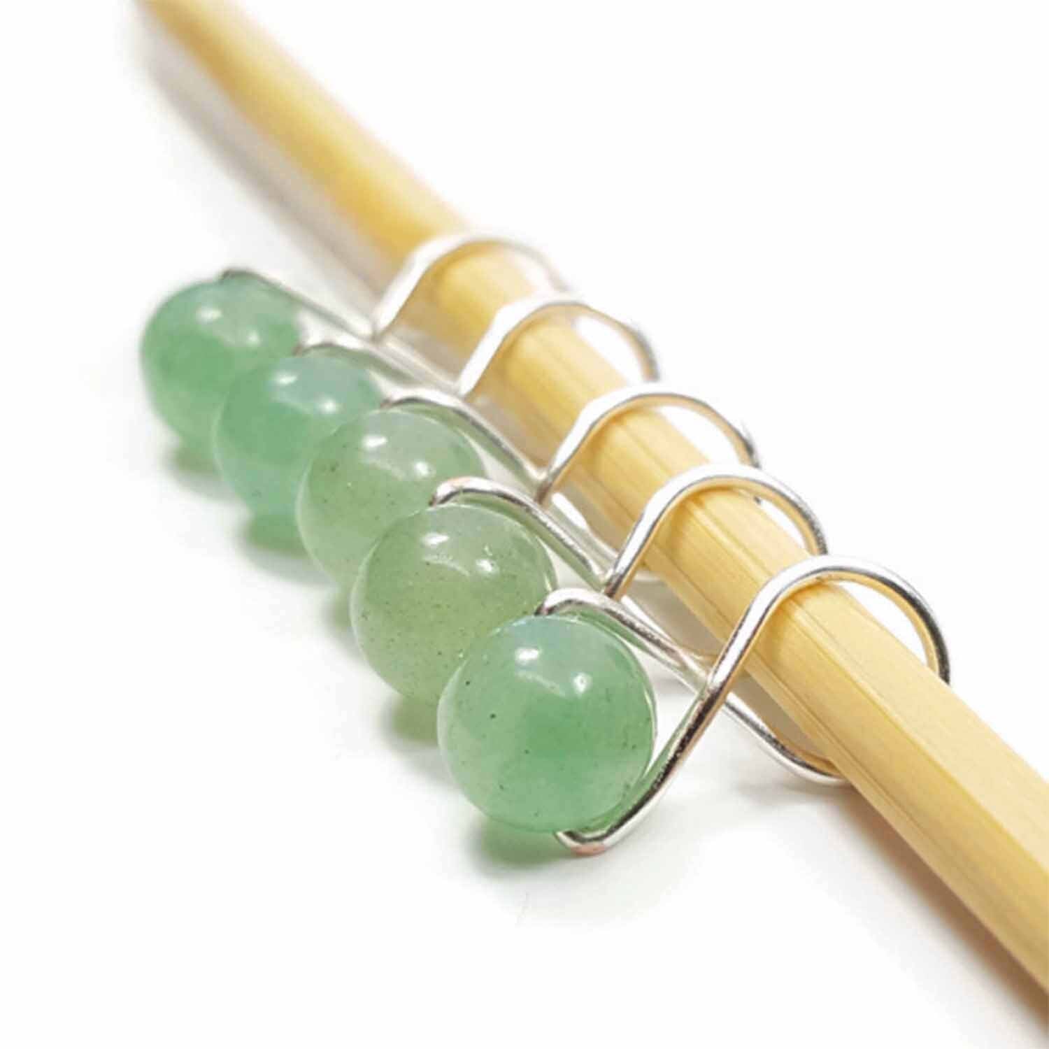 Green Aventurine Infinity Ring Stitch Markers for Knitting