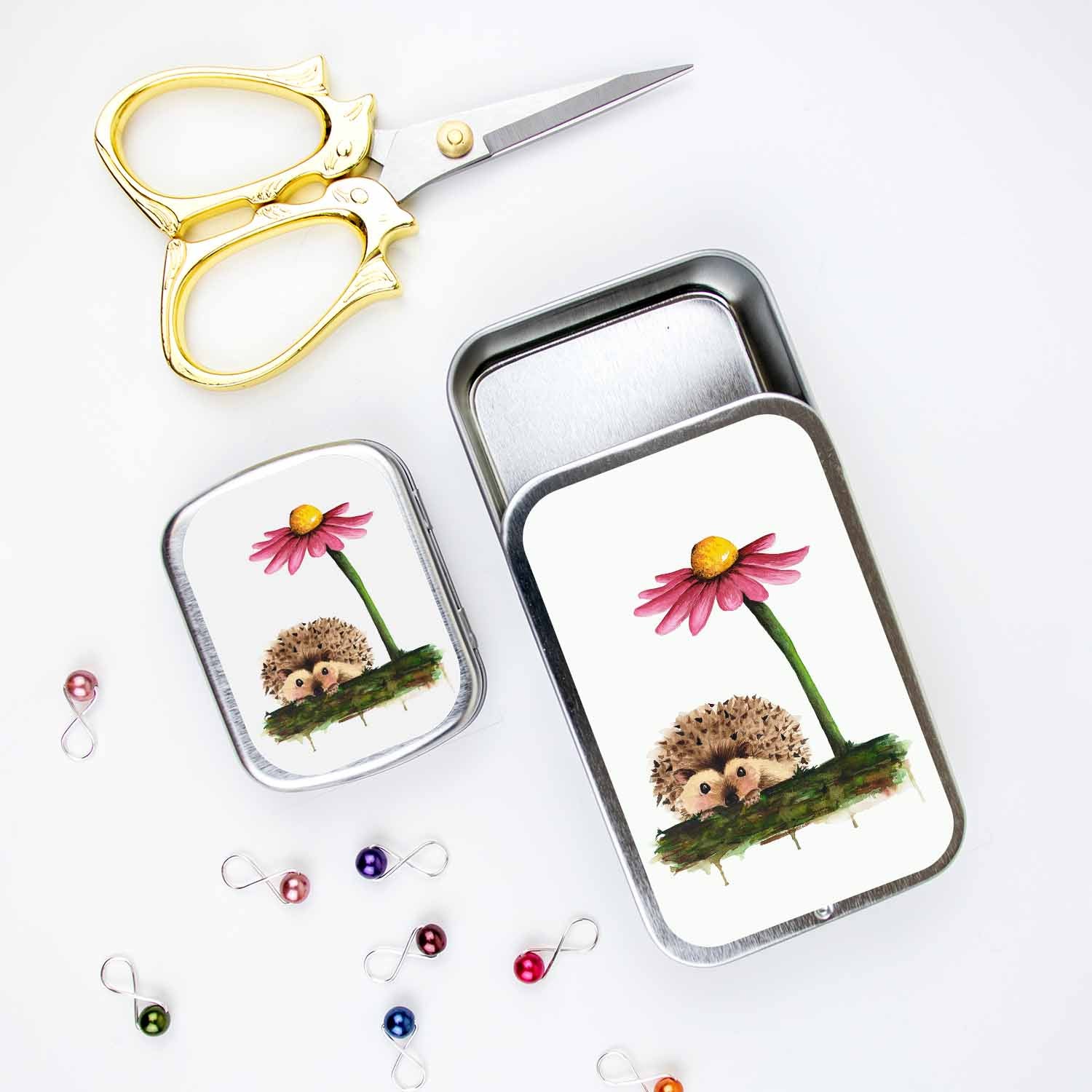 Hedgehog Stitch Marker Tin