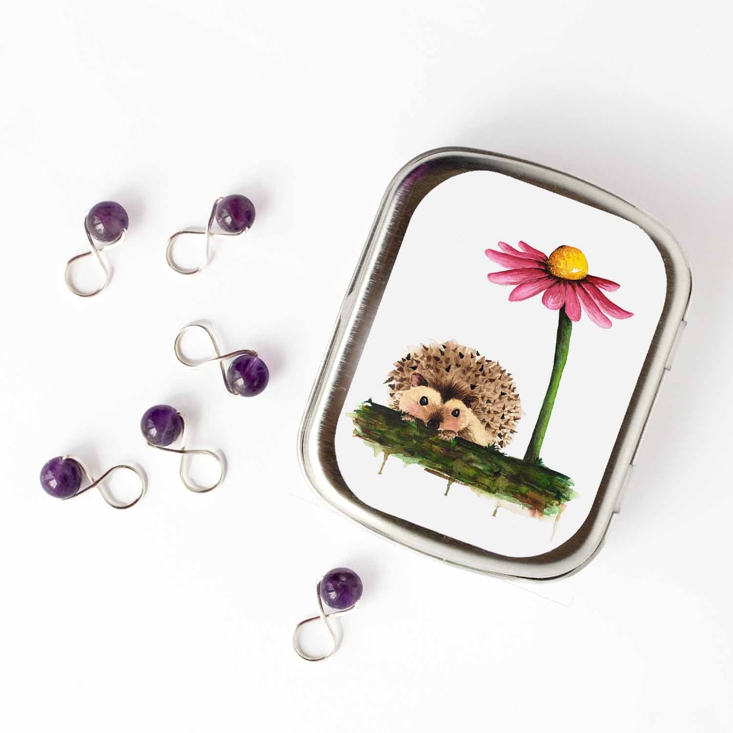 Hedgehog Stitch Marker Tin