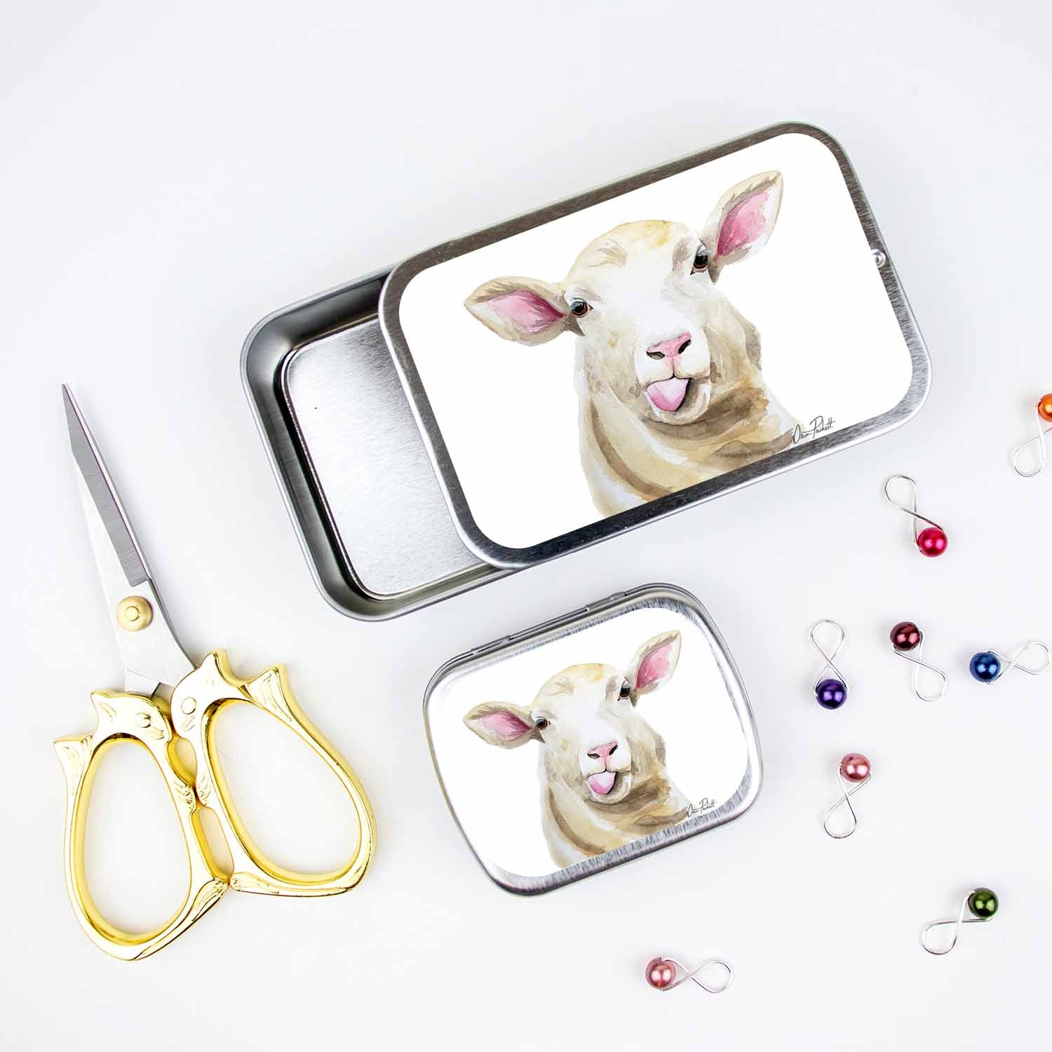 Sassy Sheep Stitch Marker Storage Tin