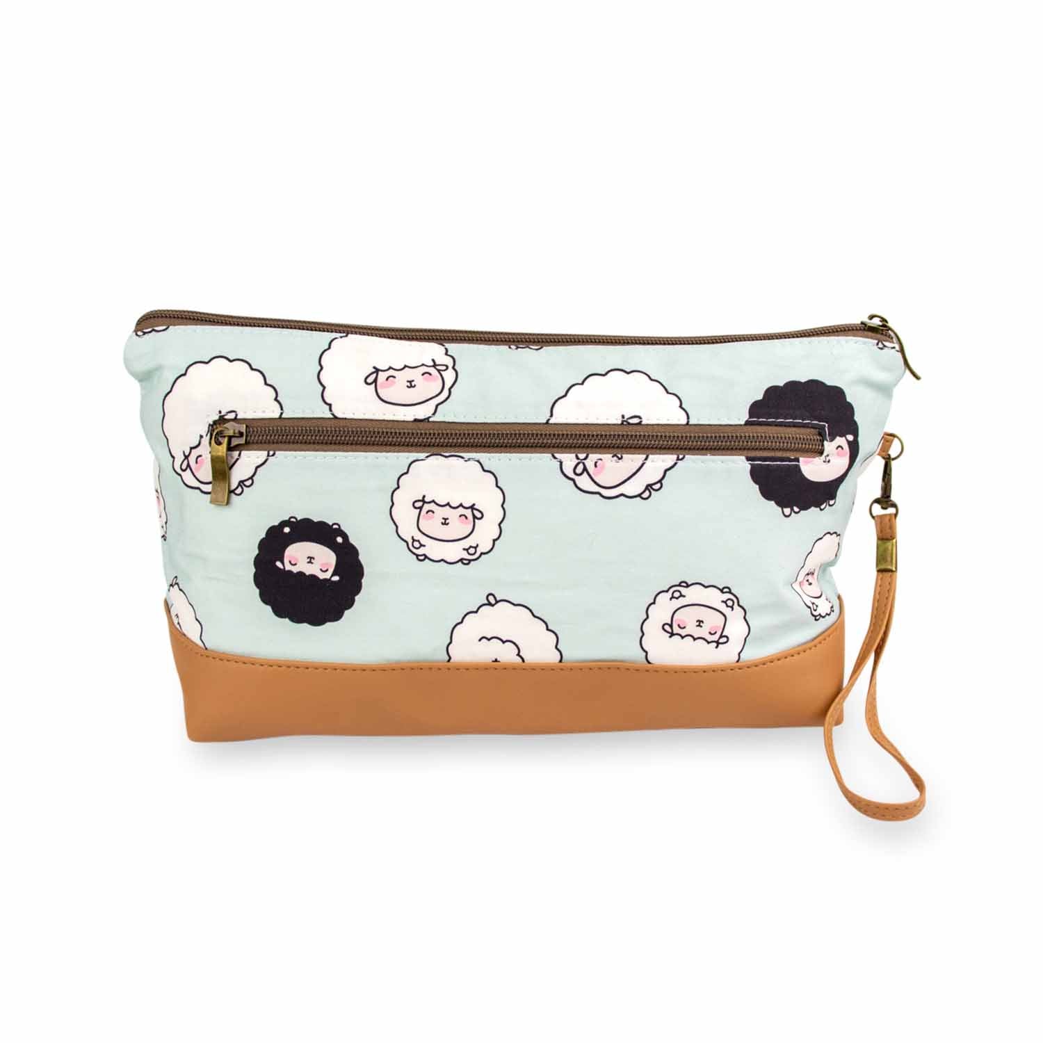 Chubby Sheep Trinity Bag – Medium Zippered Knitting Project Bag – Seafoam