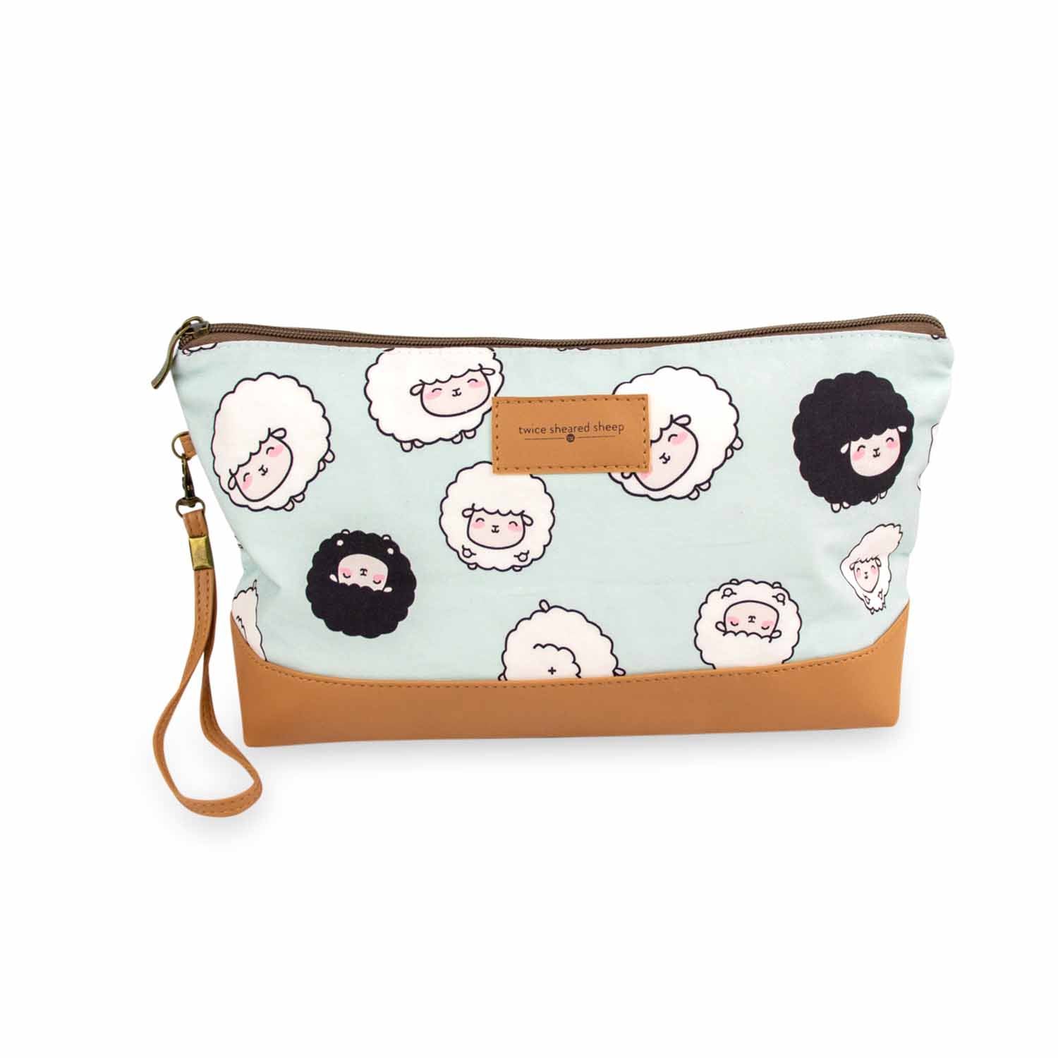 Chubby Sheep Trinity Bag – Medium Zippered Knitting Project Bag – Seafoam