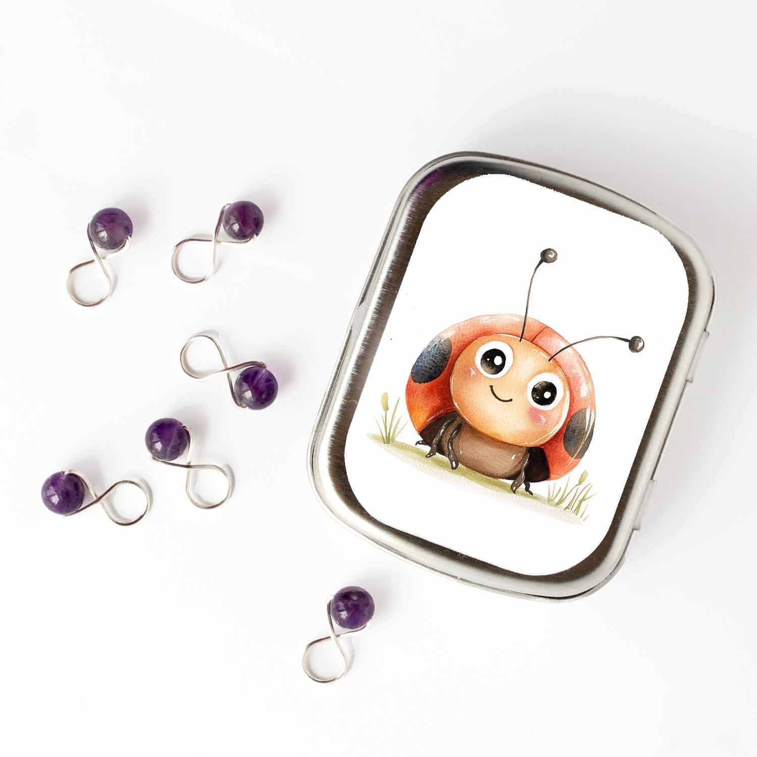 Ladybug Stitch Marker Tin