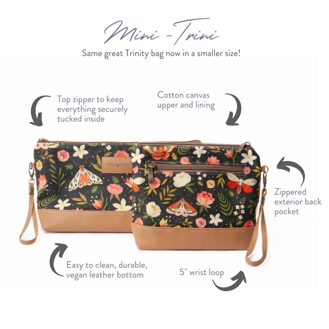 Mini Trini Bag – Small Zippered Sock Project Bag - Cats & Dogs