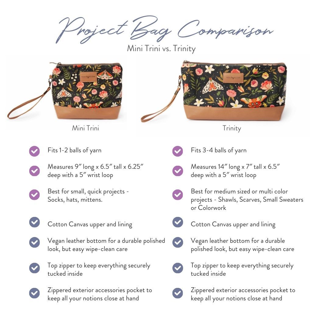 Mini Trini Bag – Small Zippered Sock Project Bag - Highland Cow