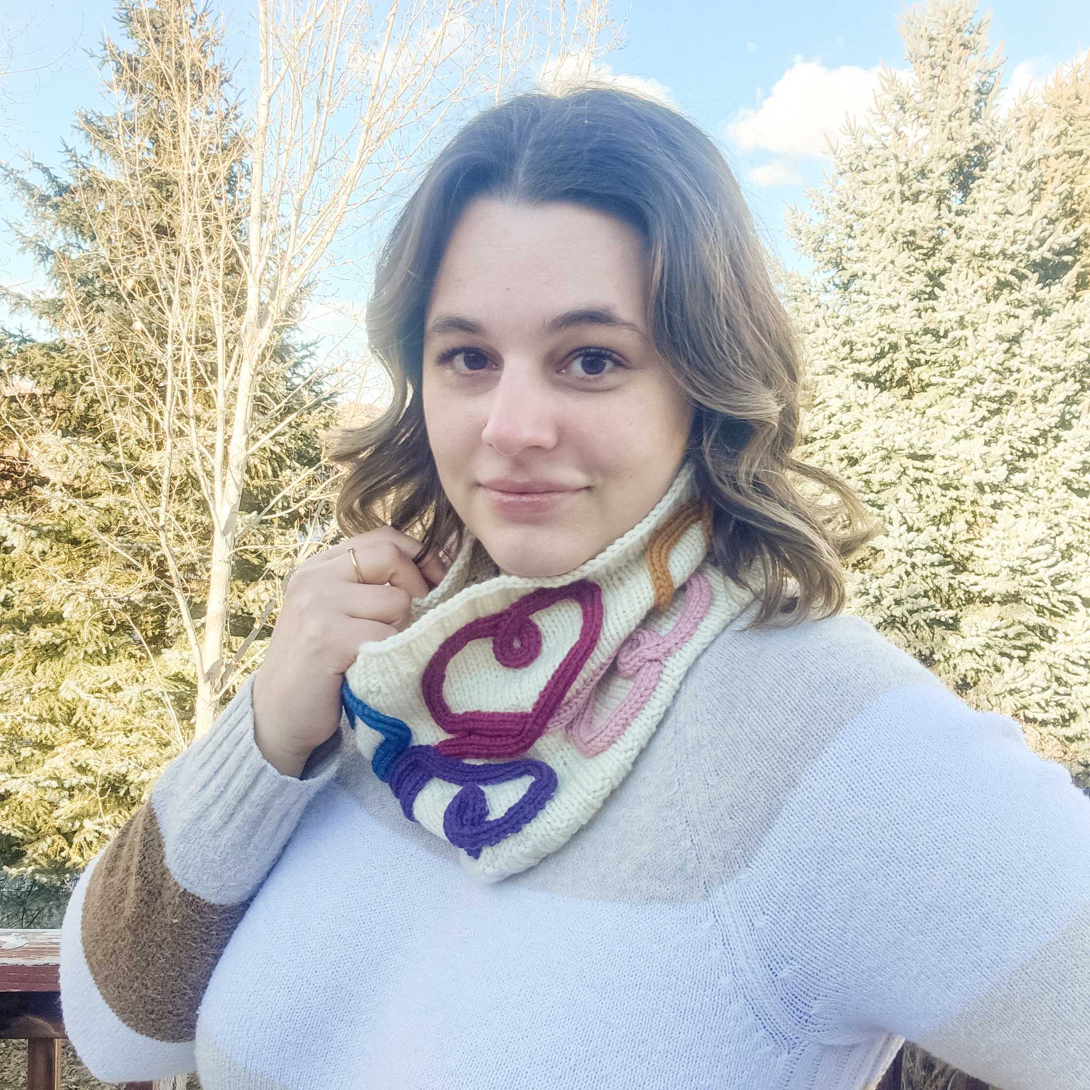 Wandering Hearts Cowl - Cord Quill Free Cable Knitting Pattern PDF