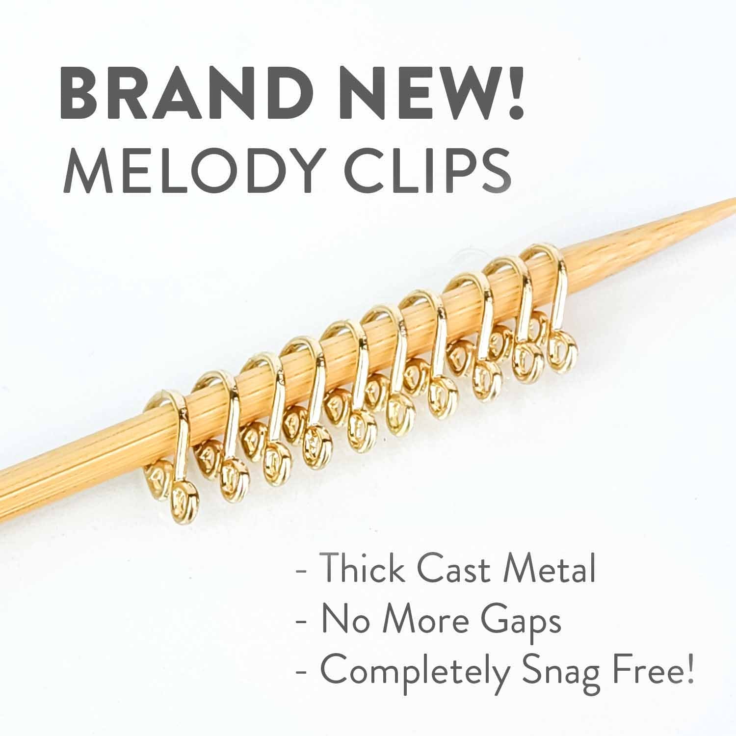 Gold Cast Melody Clips - Simple Locking Stitch Markers