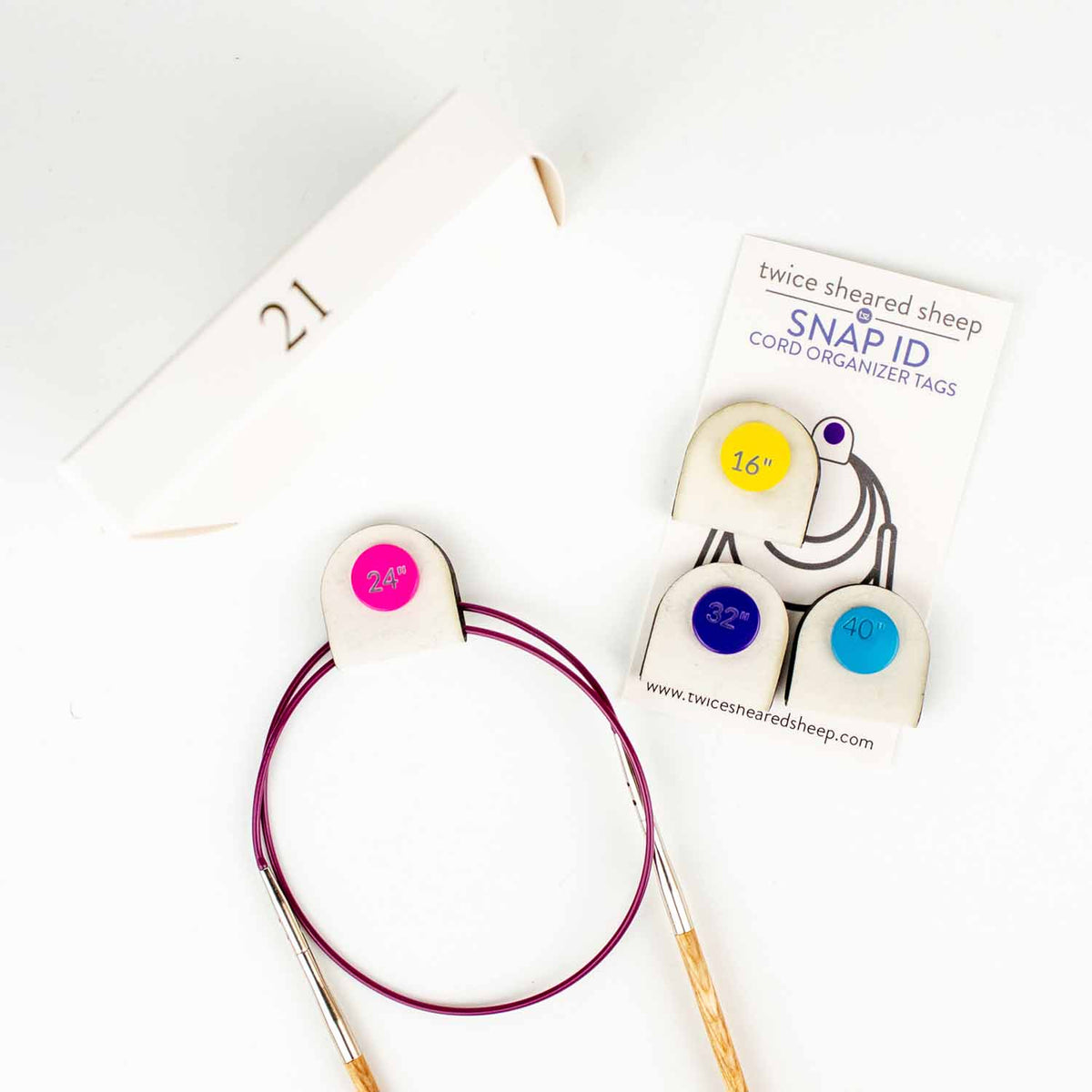 Snap ID Cord Organizer Tags - Standard Number Sizing - Twice Sheared Sheep