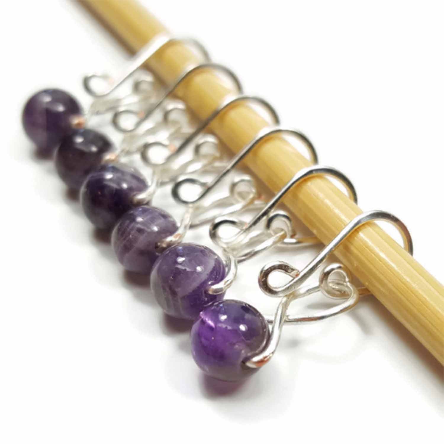 Amethyst Melody Ring Removable Stitch Markers for Knitting or Crochet