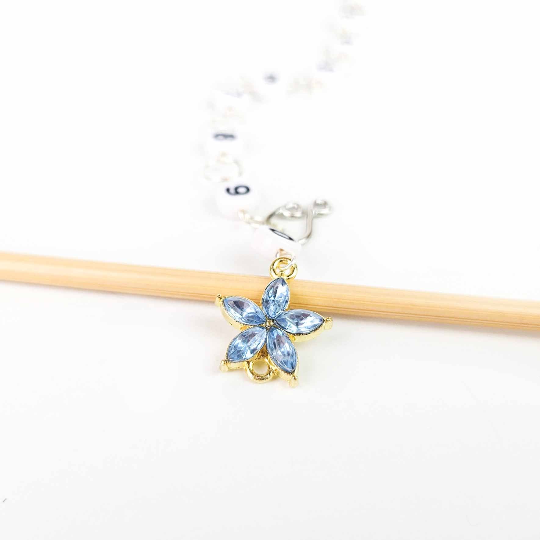 Amsonia Blue Crystal Flower Chain Row Counter for Knitting or Crochet