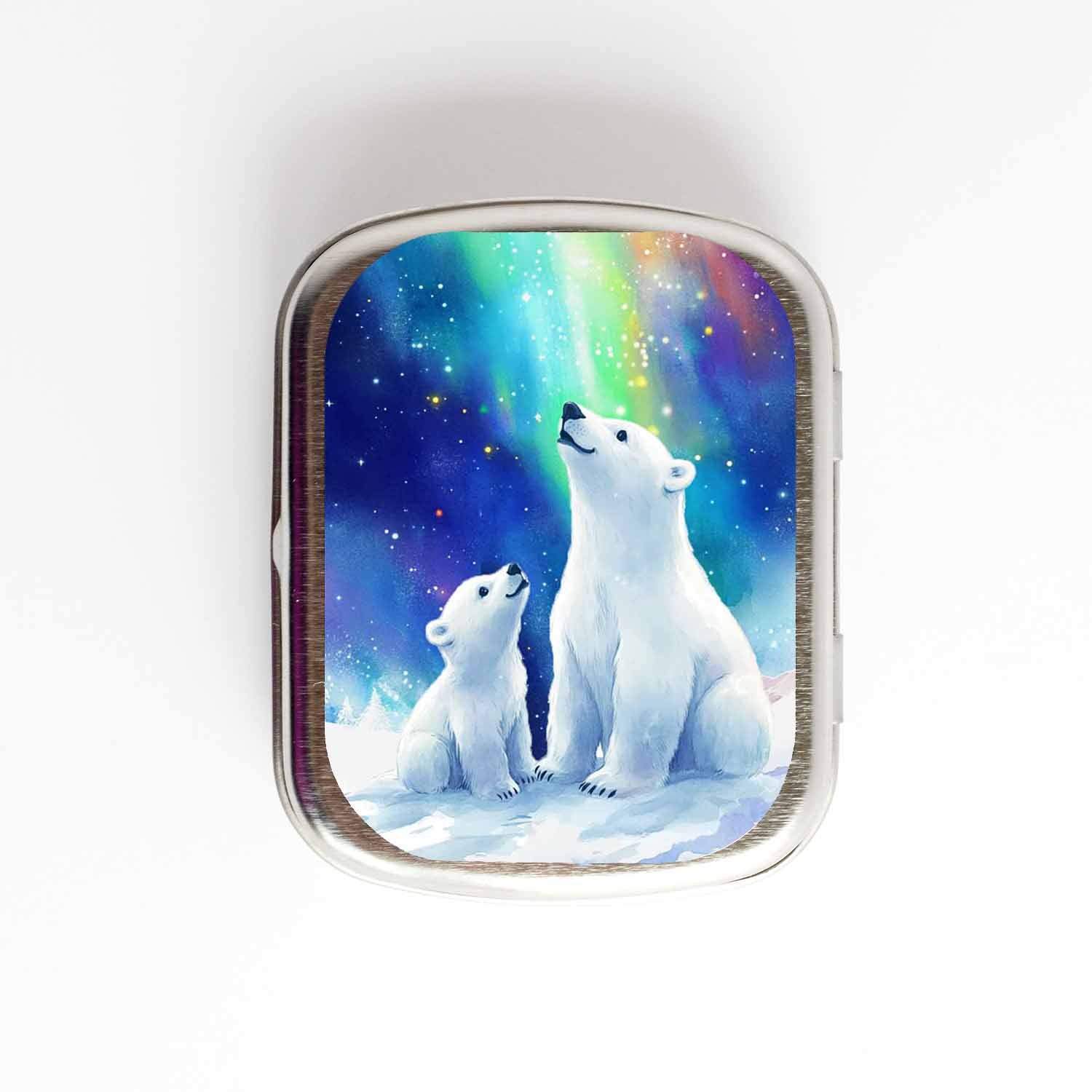 Aurora Polar Bears Stitch Marker Storage Tin