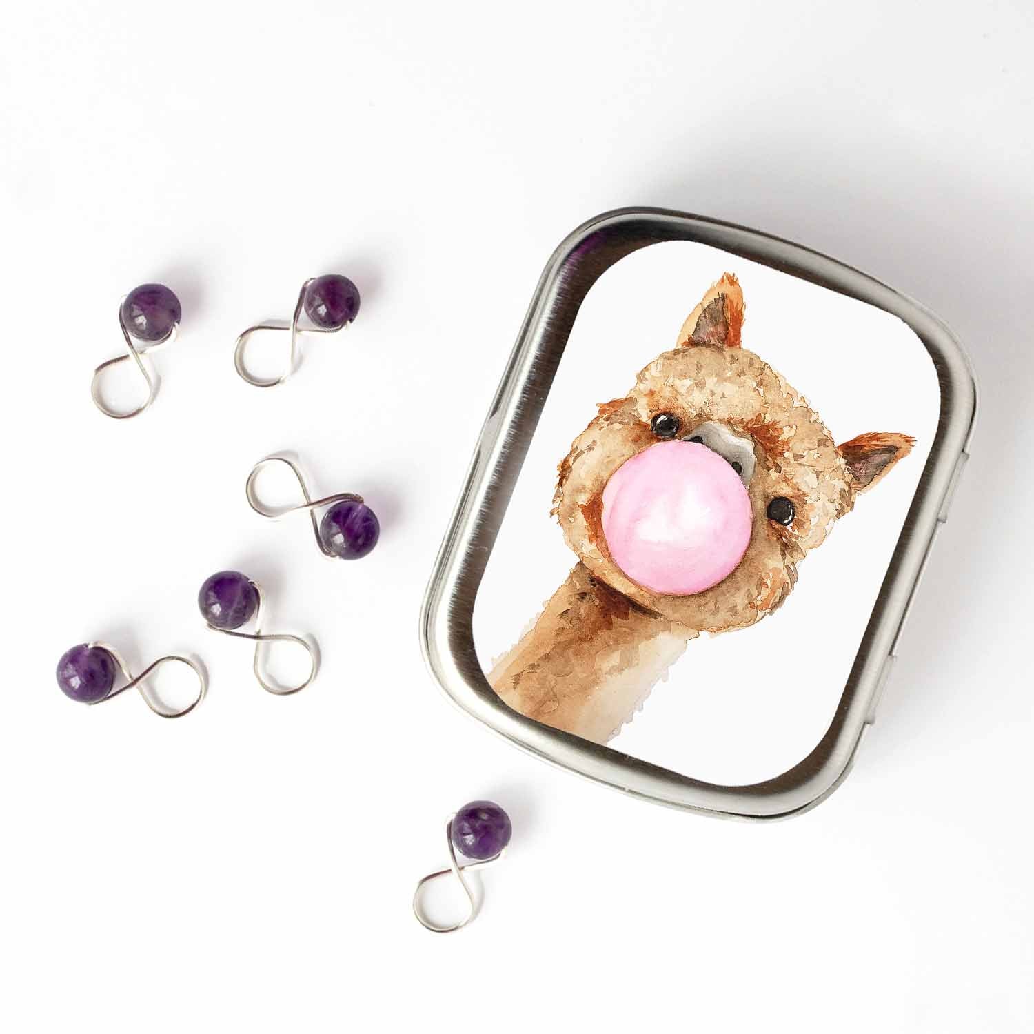Bubble Gum Alpaca Storage Tin