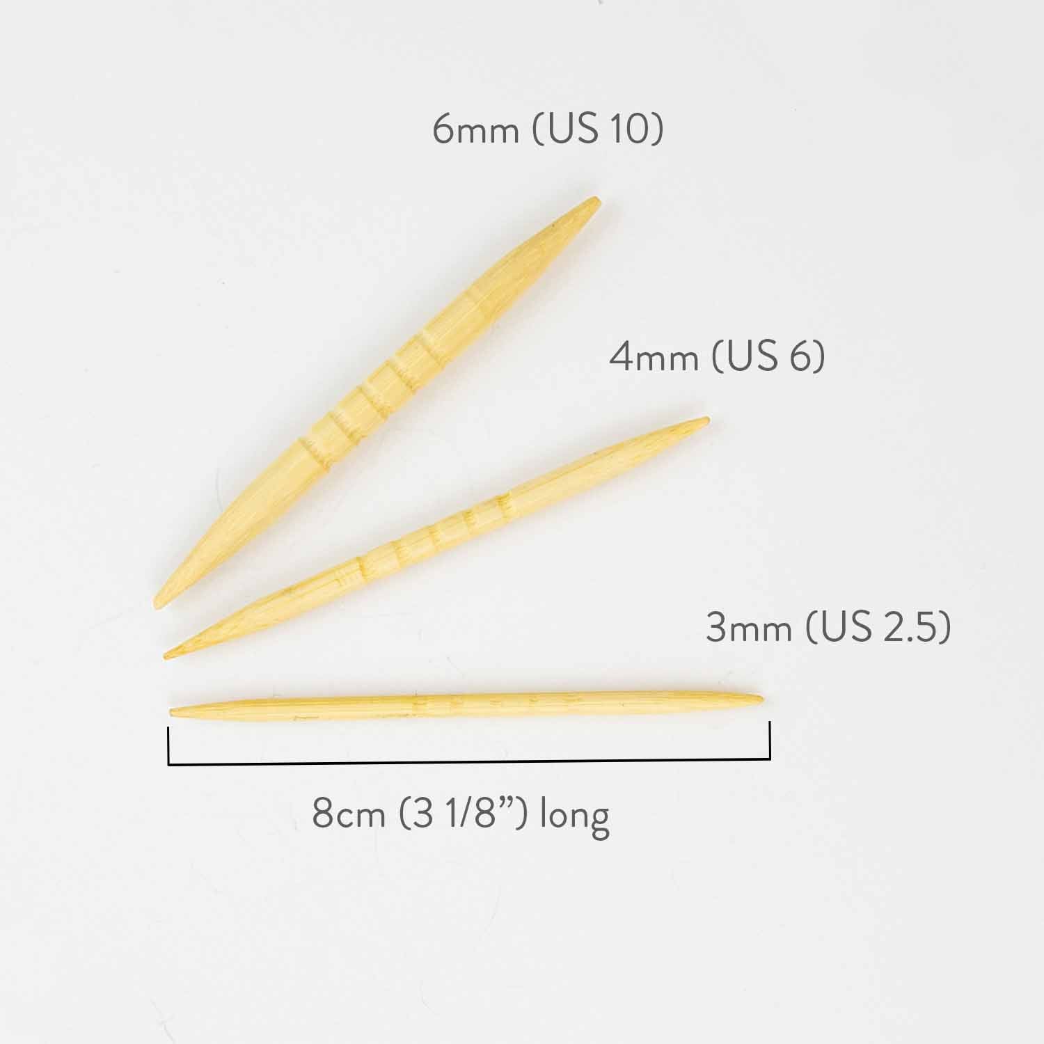 Shortie Bamboo Cable Needles For Knitting - Twice Sheared Sheep