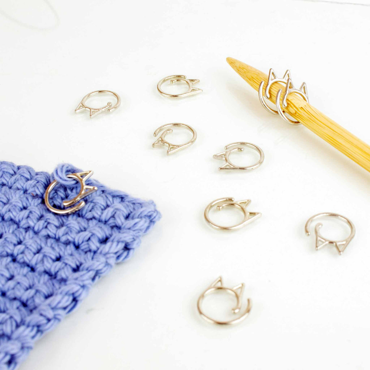 Pattern Marker Clips Cat Clips - Simple Removable Stitch Markers - Silver - Twice Sheared Sheep