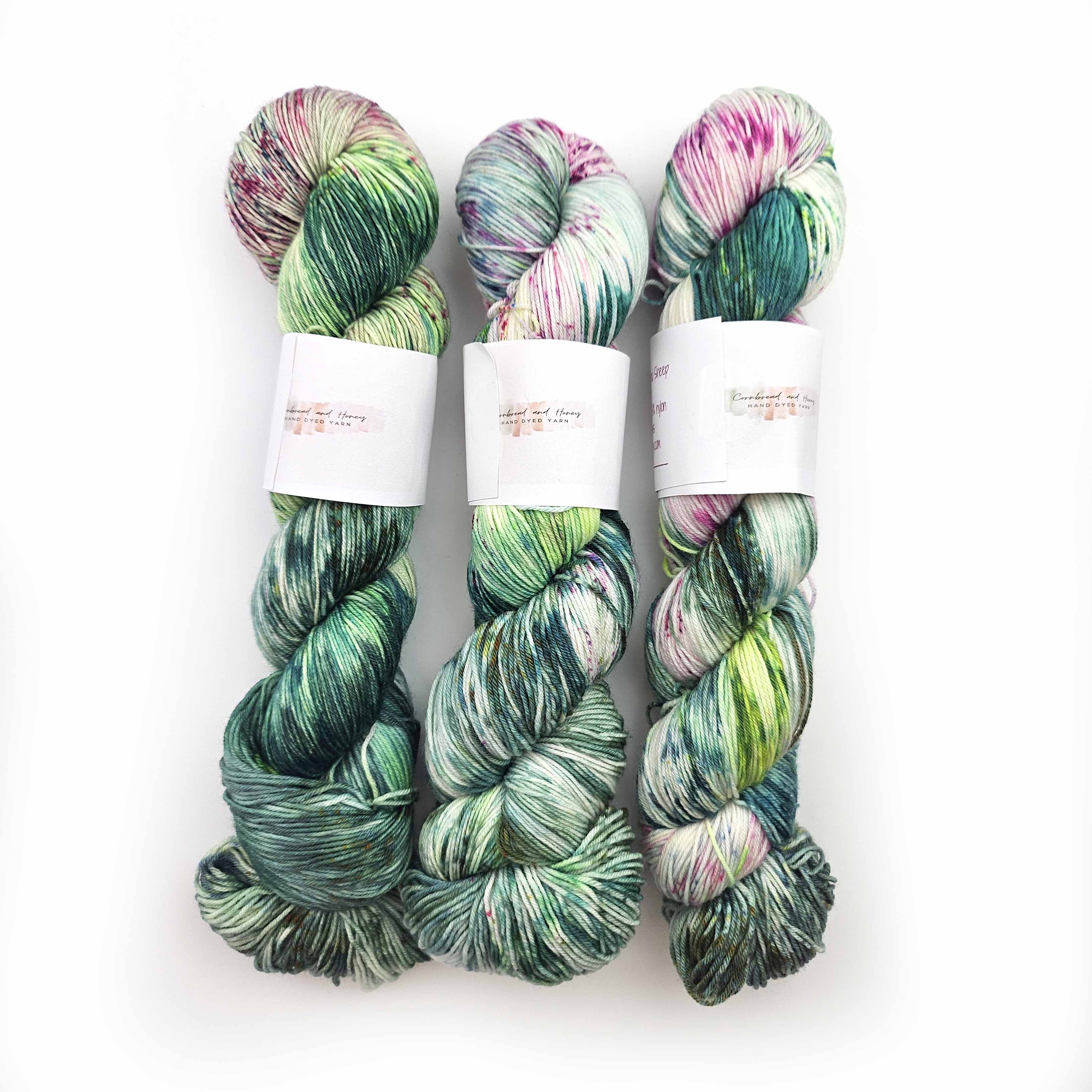 Cornbread and Honey Hand Dyed Fingering Weight Yarn - Primordial Jungle