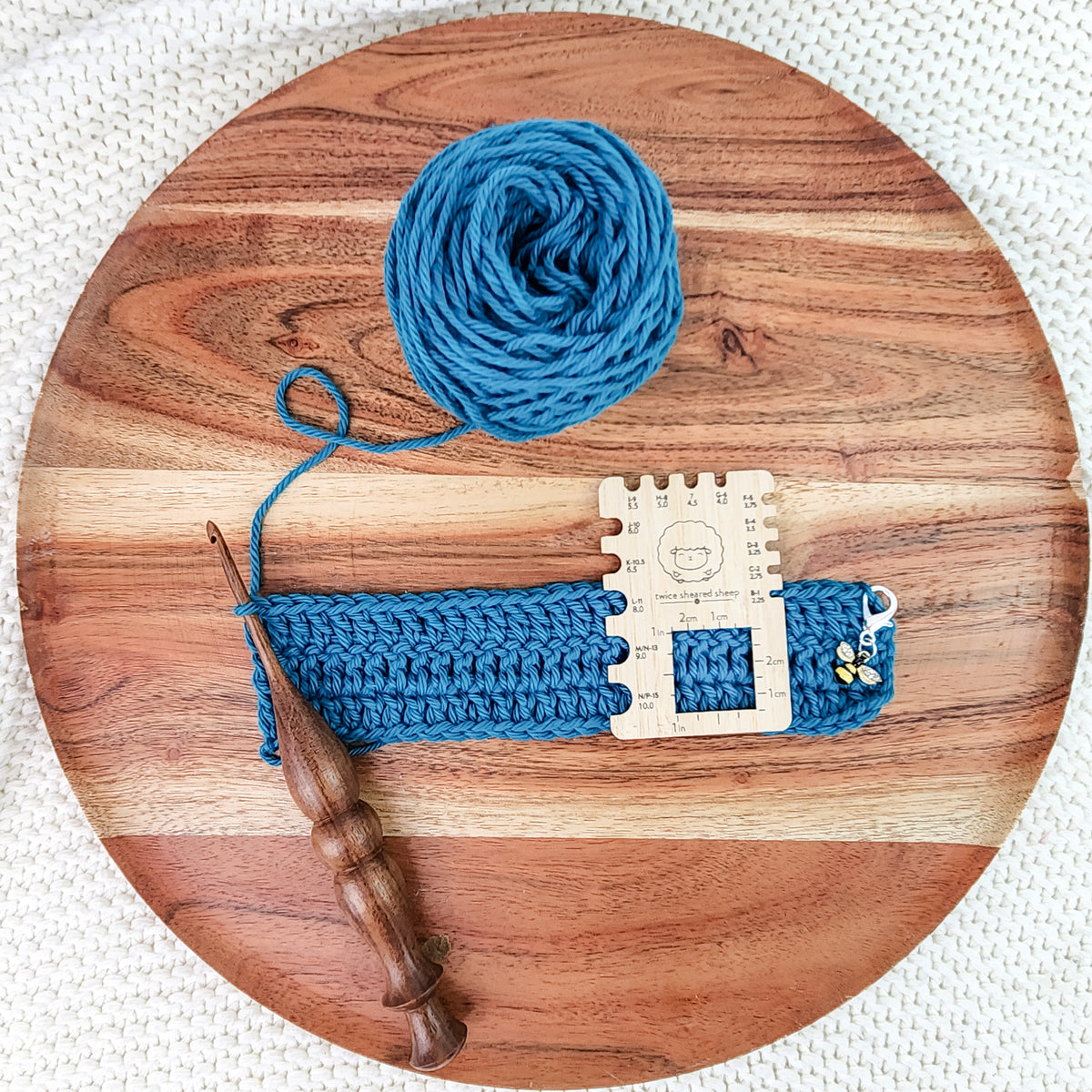 Crochet Ruler Case Chubby Sheep Crochet Gauge Square - Twice Sheared Sheep