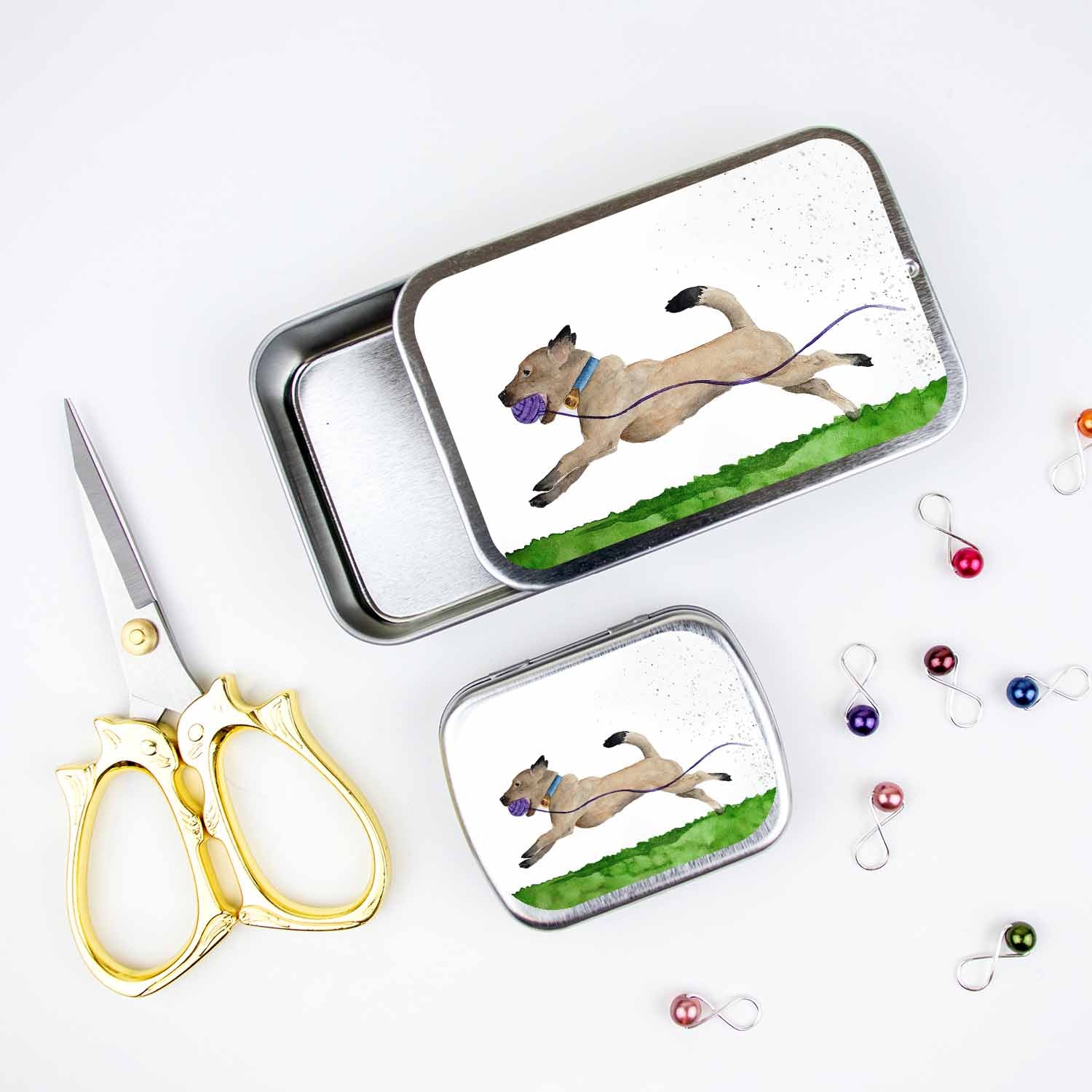 Dog Stitch Marker Storage Tin