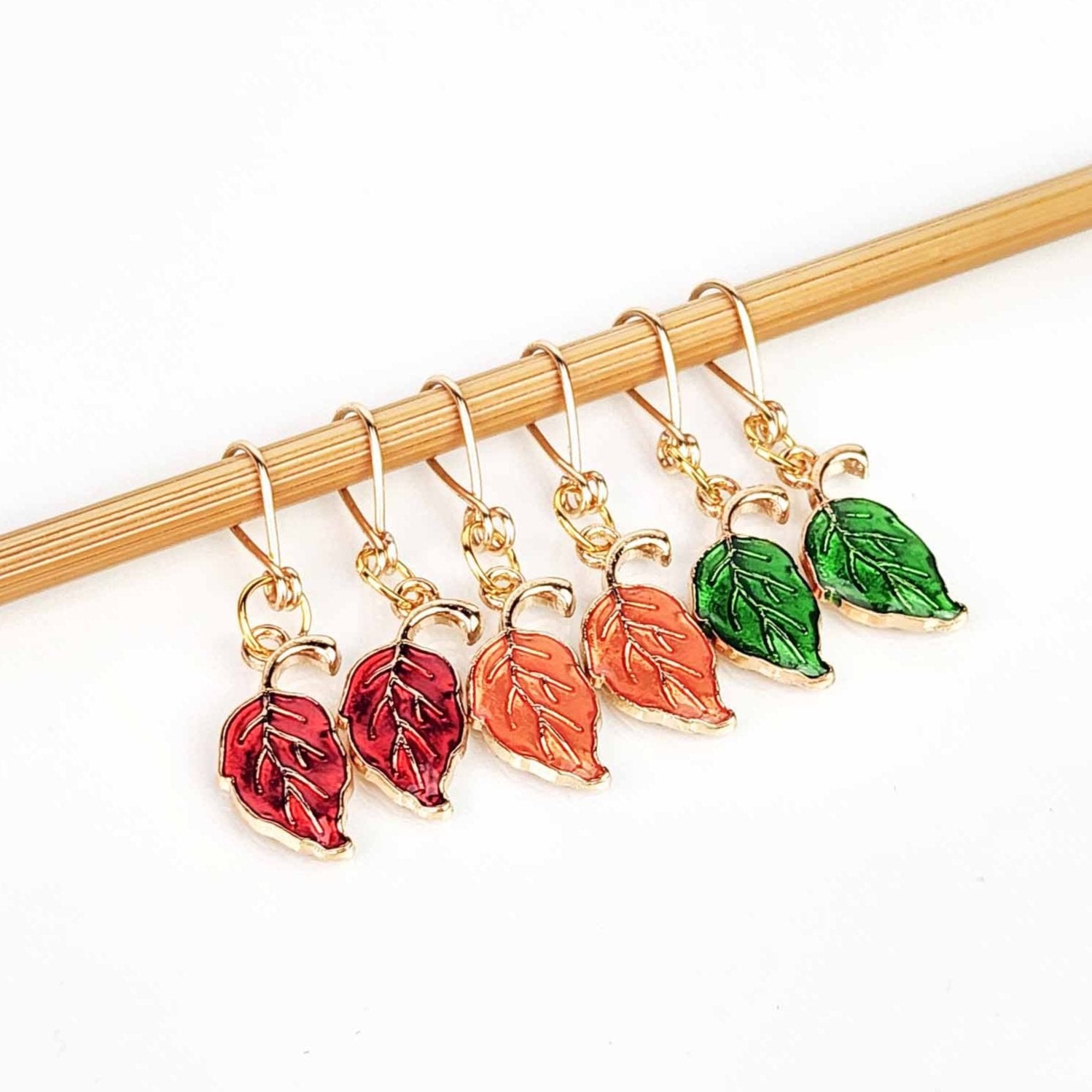 Enamel Leaf Stitch Markers