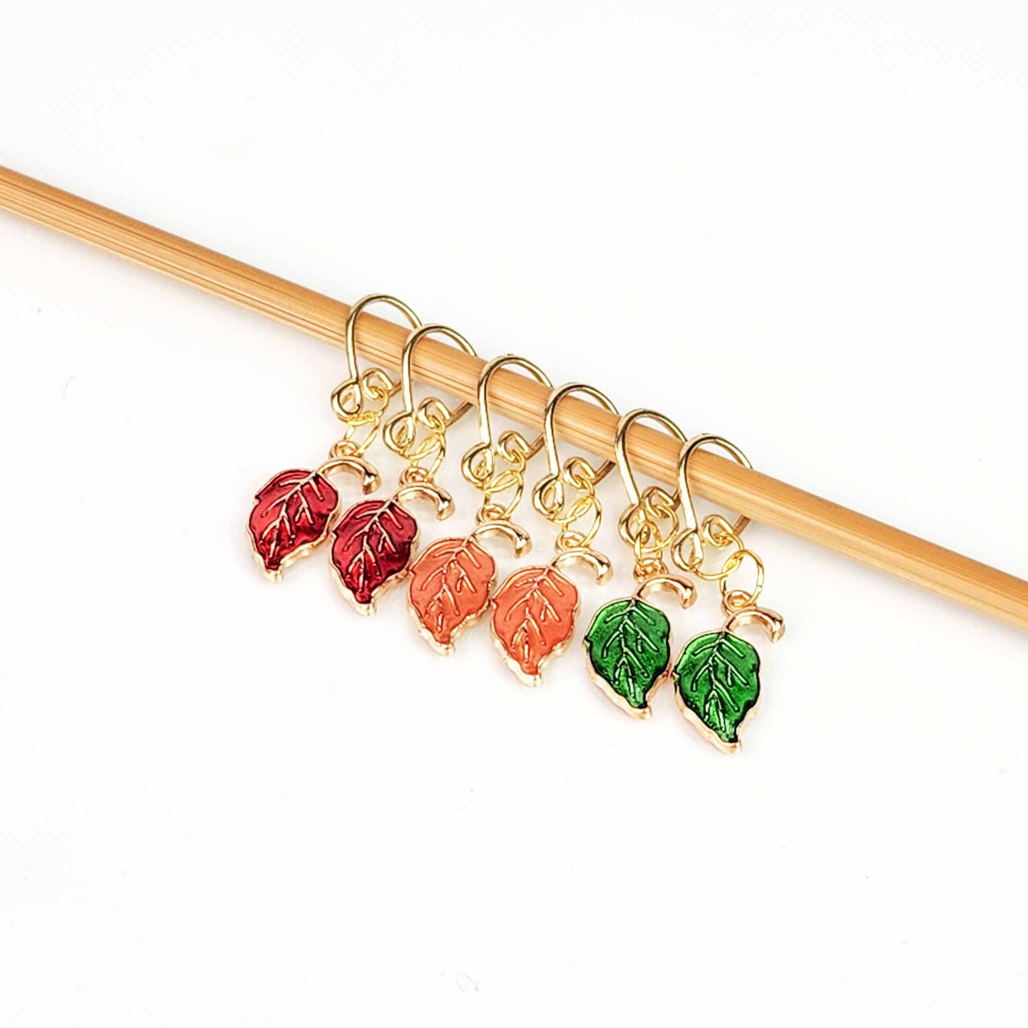 Enamel Leaf Stitch Markers