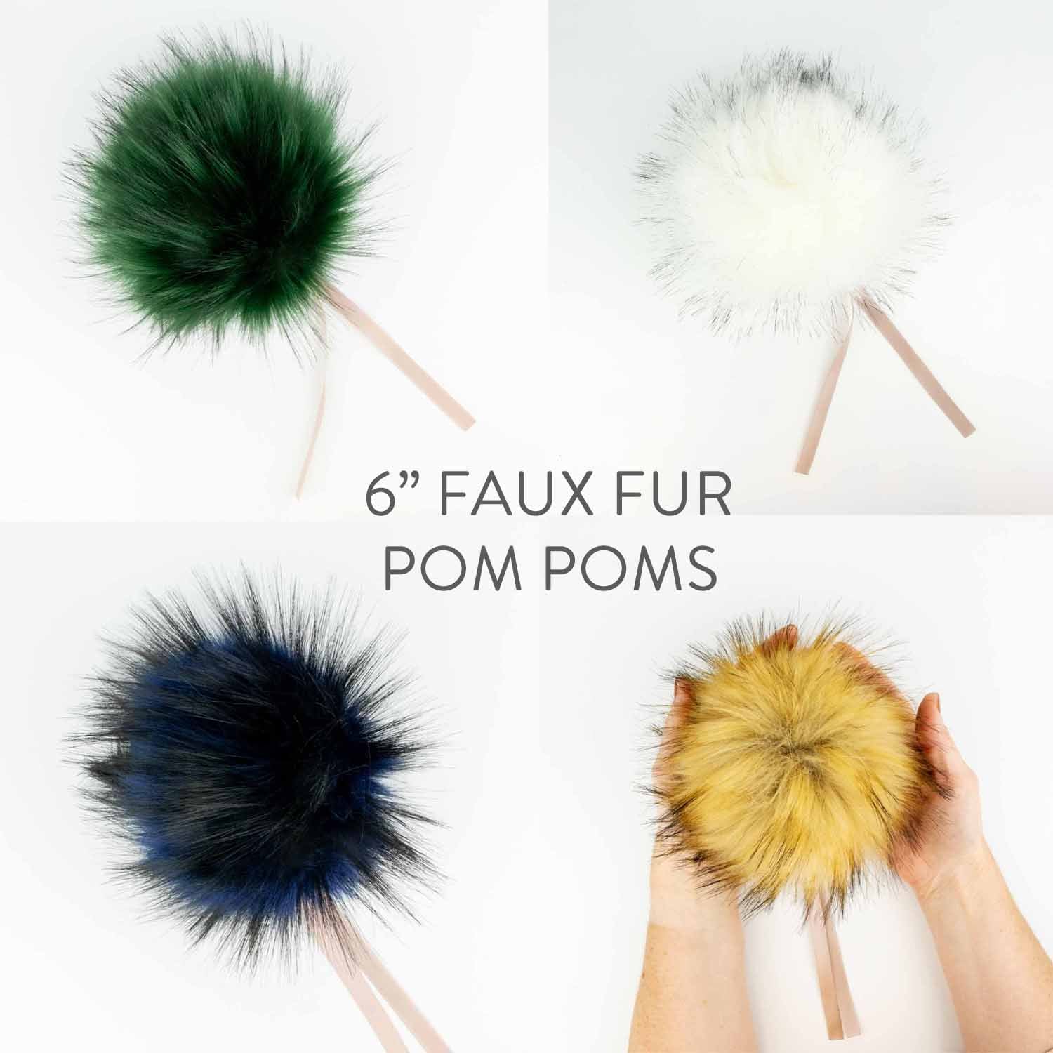 8 POM POM! Large Pom Poms, Fur Pom Pom for Hat, Fur Pompom, Fur