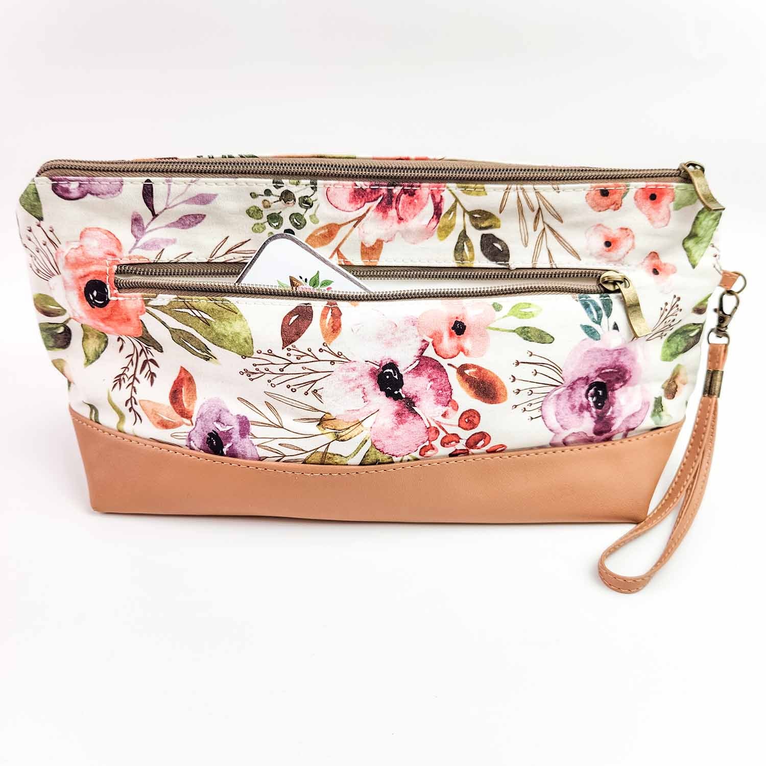 Spring Floral Trinity Bag – Medium Zippered Knitting Project Bag