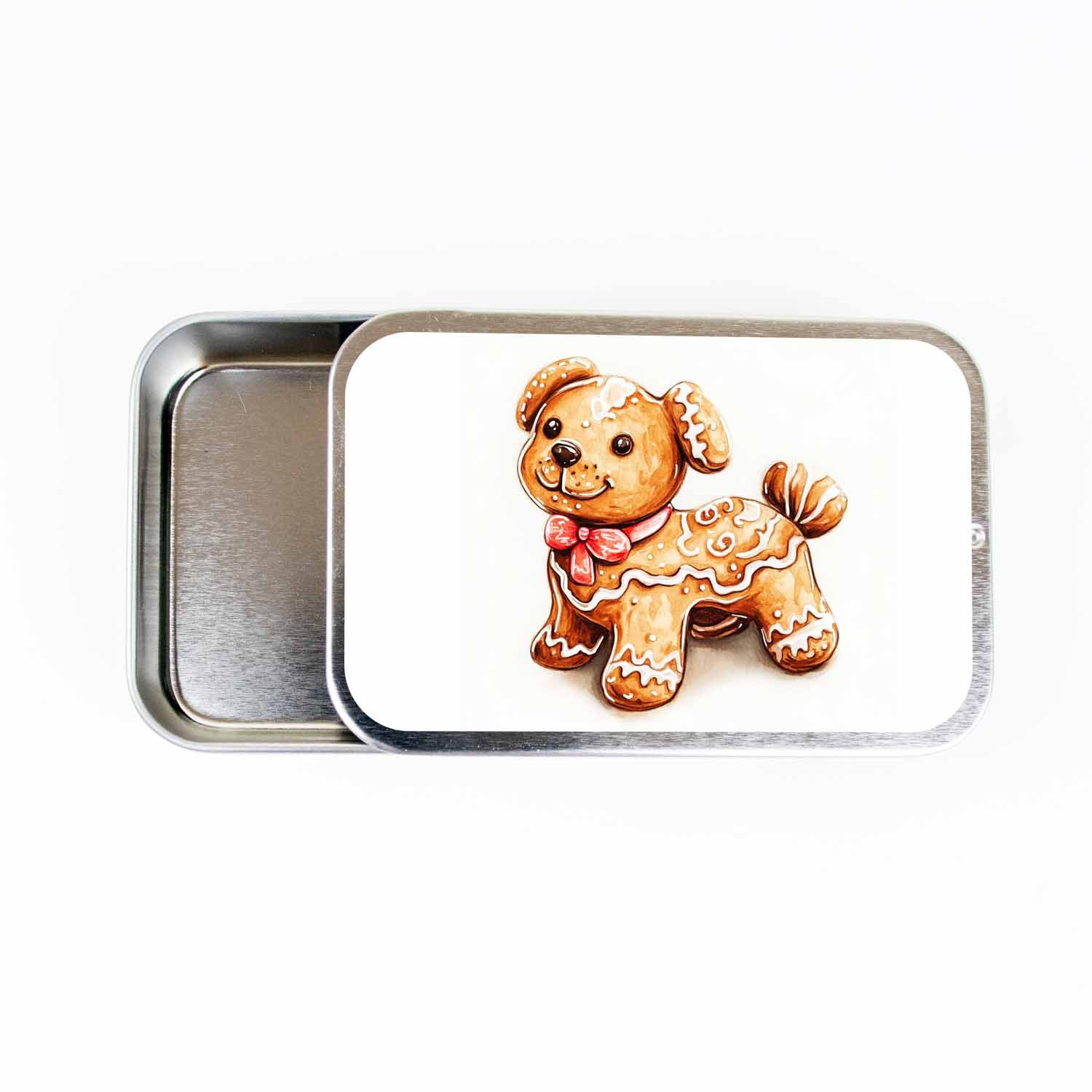 Gingerbread Puppy Stitch Marker Storage Tin