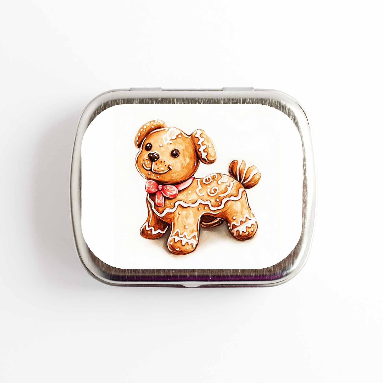 Gingerbread Puppy Stitch Marker Storage Tin