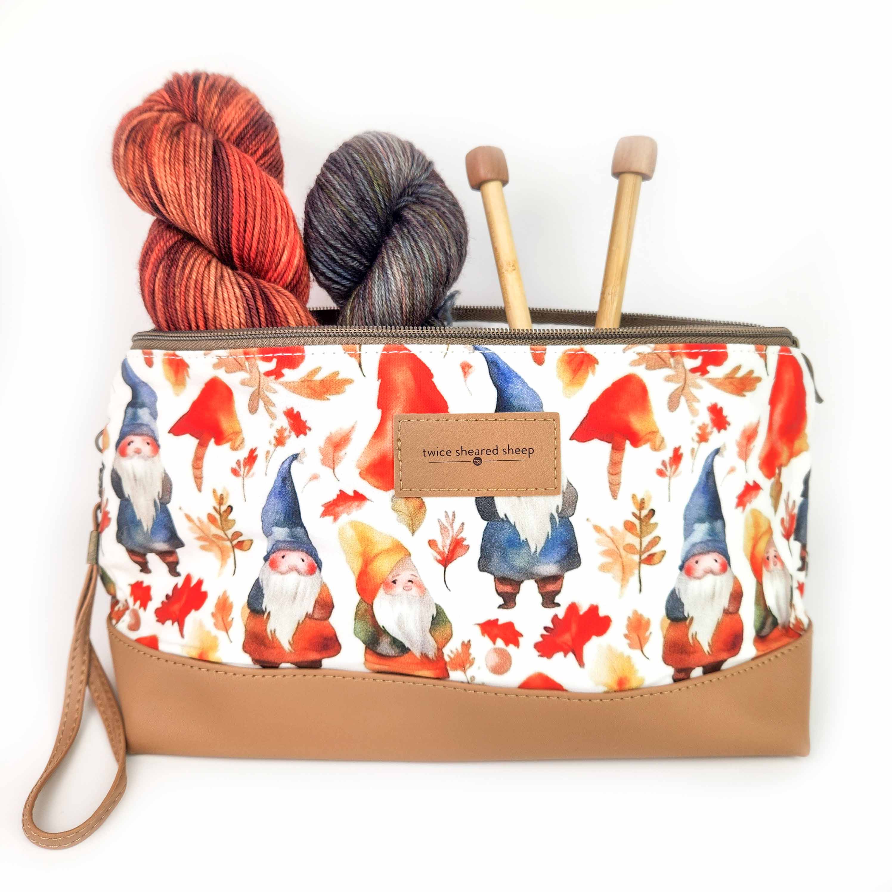 Gnome Friends Trinity Bag – Medium Zippered Knitting Project Bag